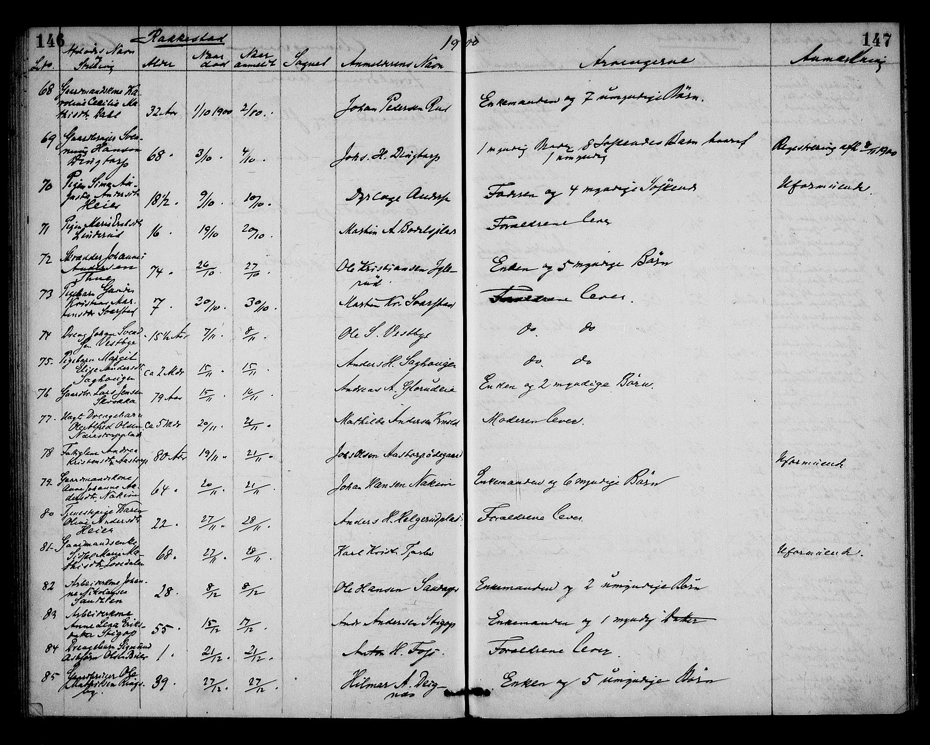 Rakkestad sorenskriveri, SAO/A-10686/H/Ha/Haa/L0006: Dødsanmeldelsesprotokoller, 1893-1902, s. 146-147
