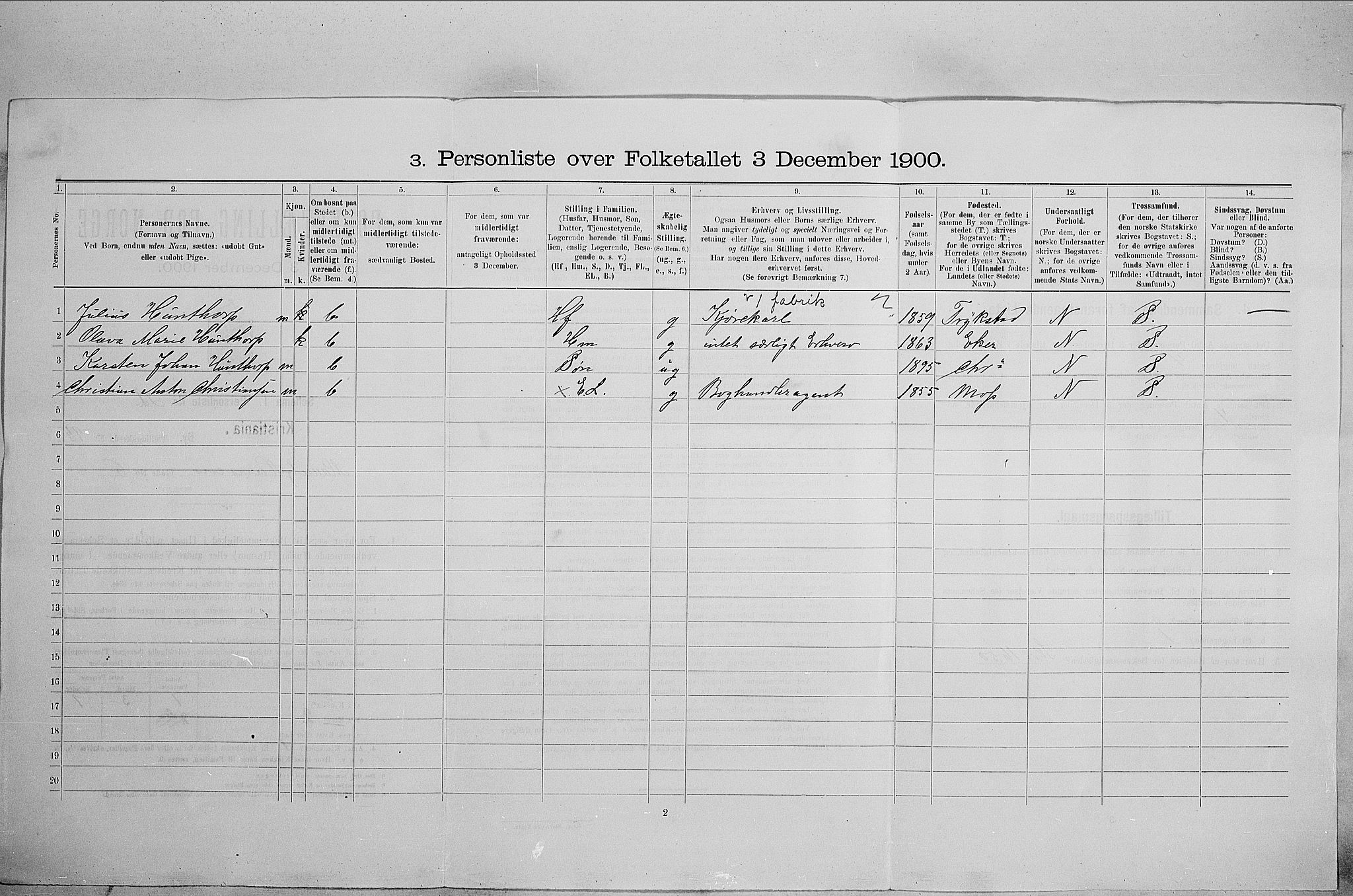 SAO, Folketelling 1900 for 0301 Kristiania kjøpstad, 1900, s. 59009