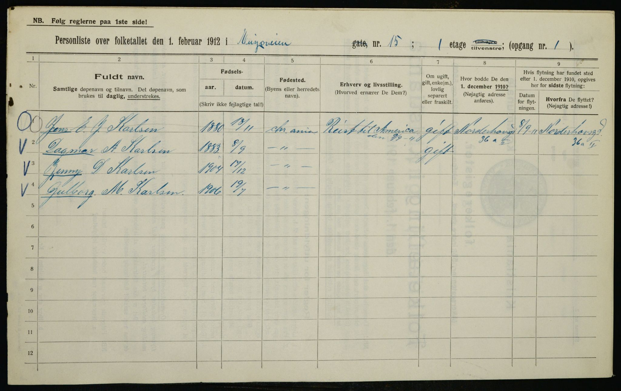 OBA, Kommunal folketelling 1.2.1912 for Kristiania, 1912, s. 21908