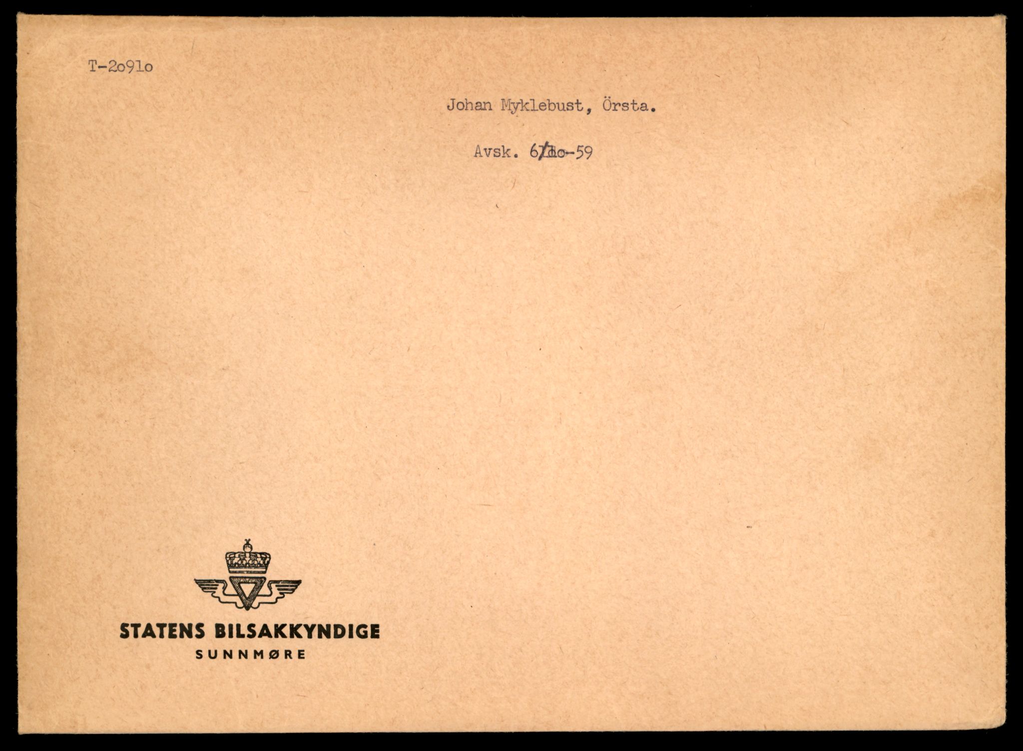 Møre og Romsdal vegkontor - Ålesund trafikkstasjon, AV/SAT-A-4099/F/Fe/L0055: Registreringskort for kjøretøy T 20910 - T 21079, 1927-1998, s. 1