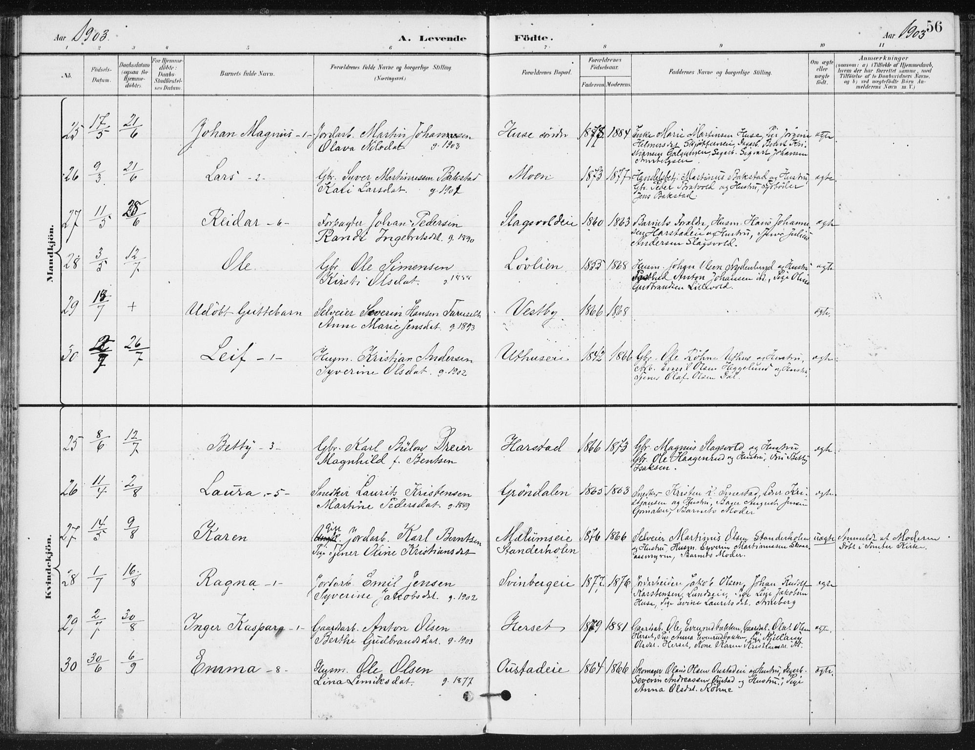 Romedal prestekontor, AV/SAH-PREST-004/K/L0011: Ministerialbok nr. 11, 1896-1912, s. 56