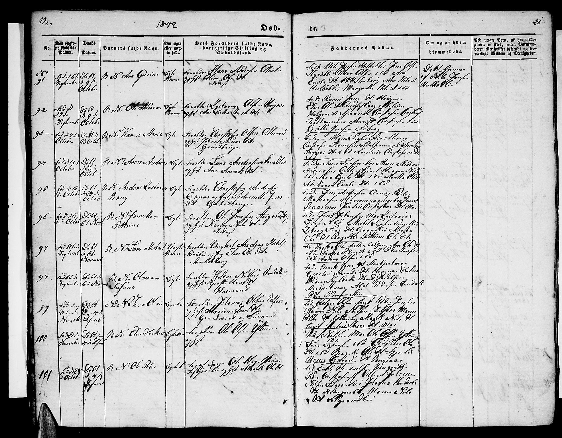 Ministerialprotokoller, klokkerbøker og fødselsregistre - Nordland, AV/SAT-A-1459/827/L0413: Klokkerbok nr. 827C02, 1842-1852, s. 19-20