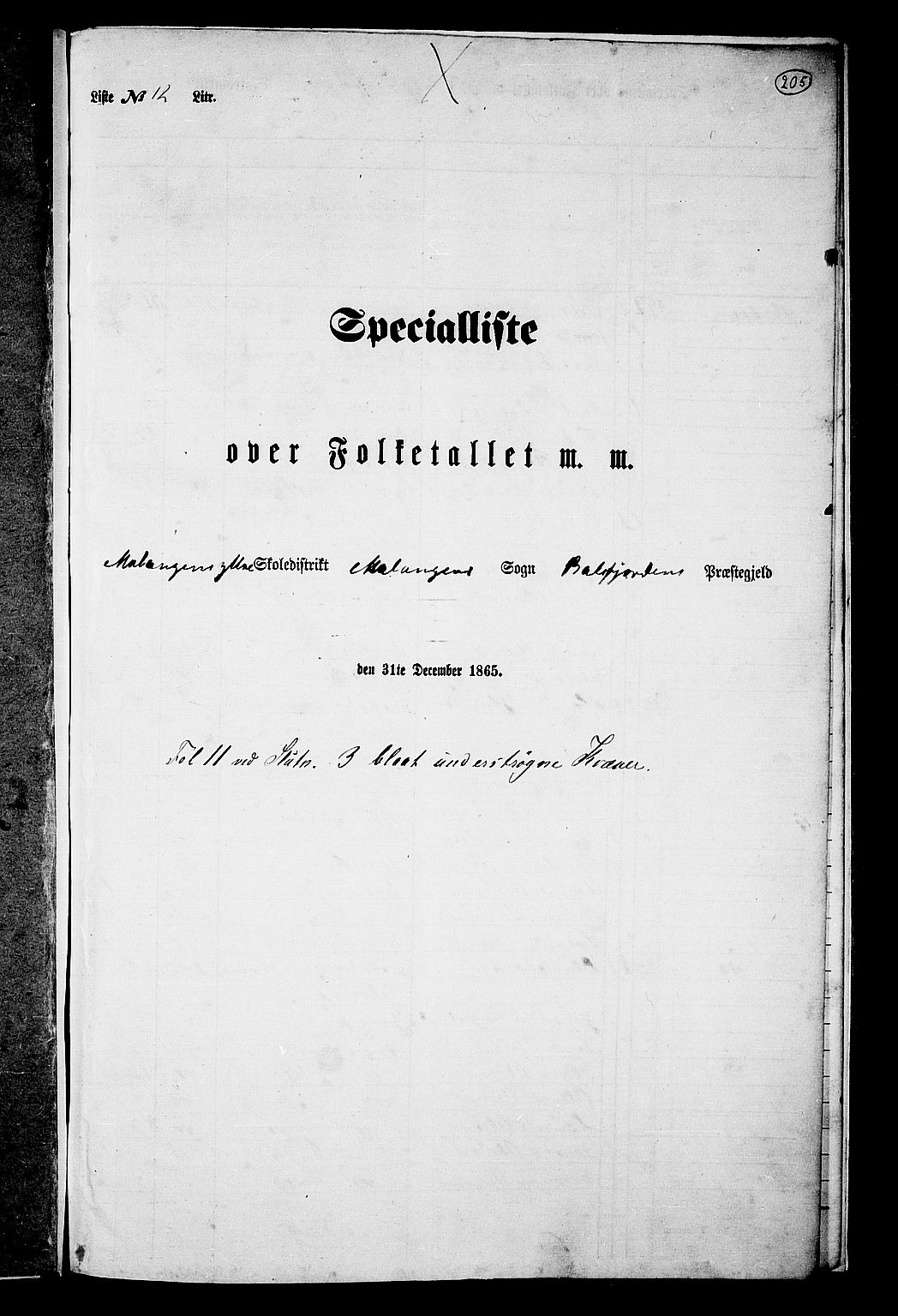 RA, Folketelling 1865 for 1933P Balsfjord prestegjeld, 1865, s. 138