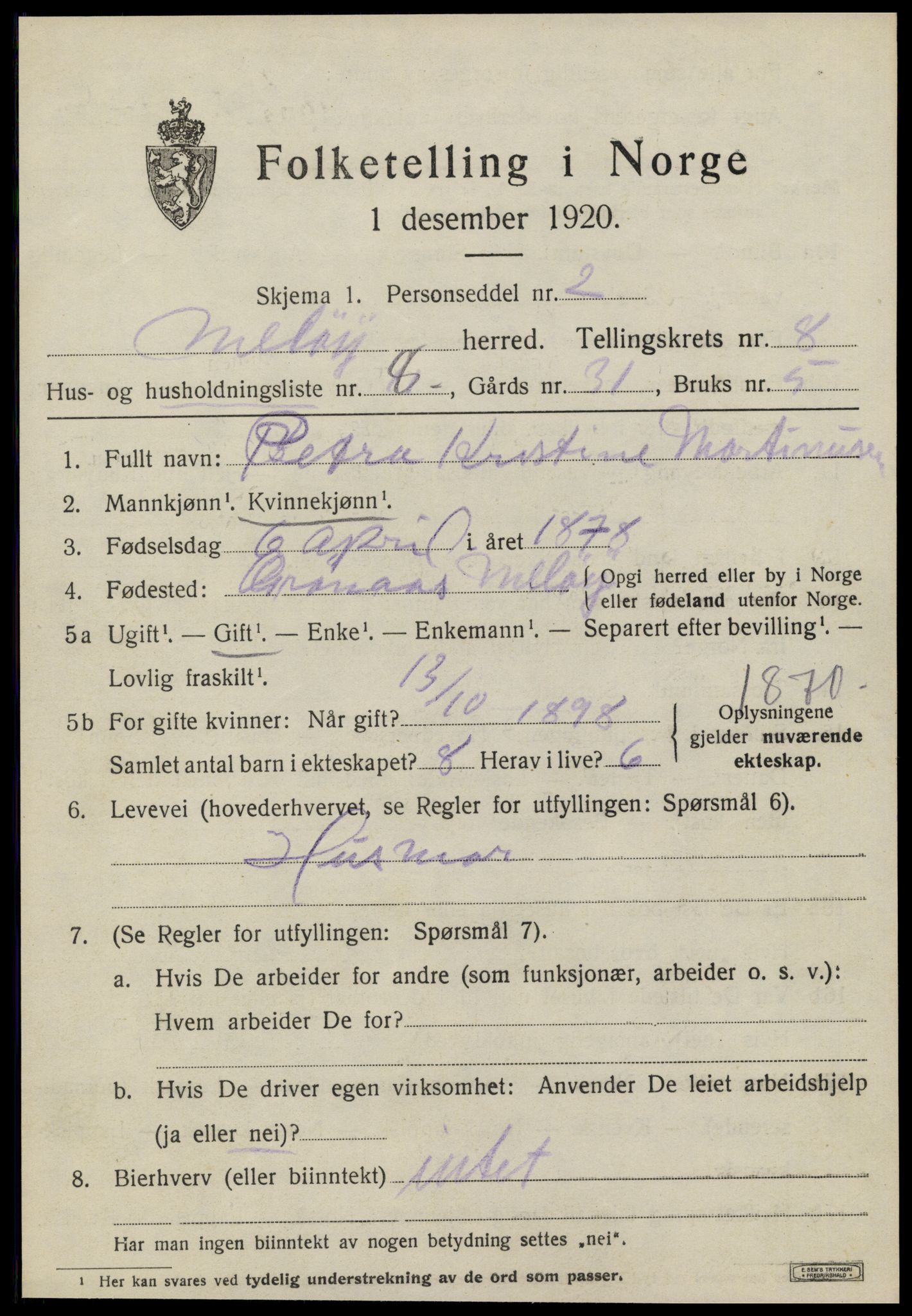 SAT, Folketelling 1920 for 1837 Meløy herred, 1920, s. 4203