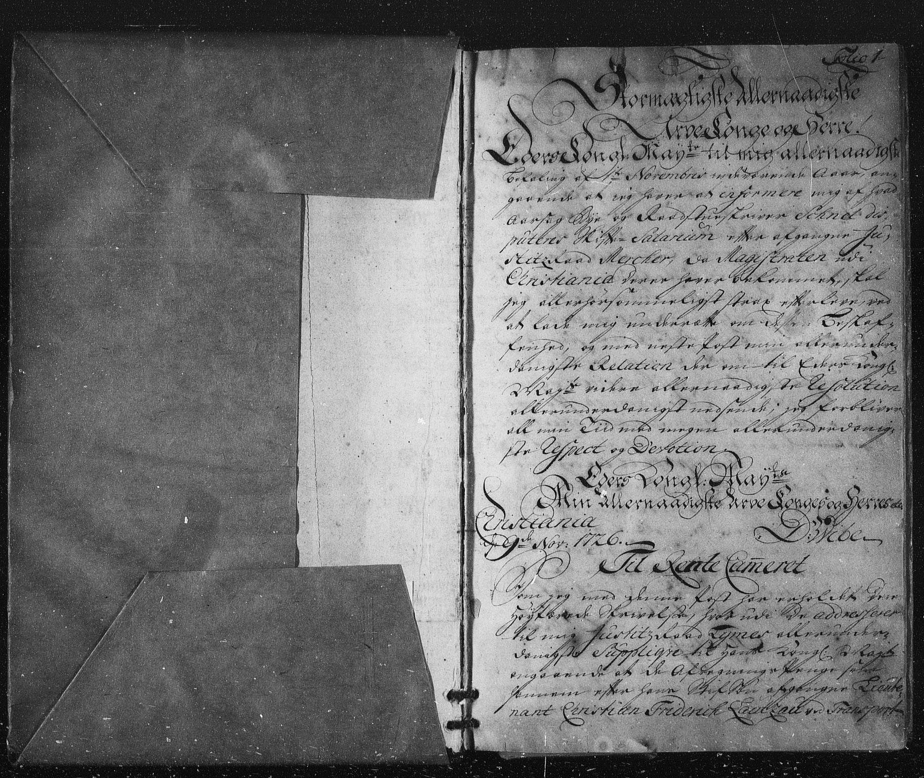 Stattholderembetet 1572-1771, RA/EA-2870/Be/L0002: Relasjons- og korrespondanseprotokoll, 1726-1731, s. 1a