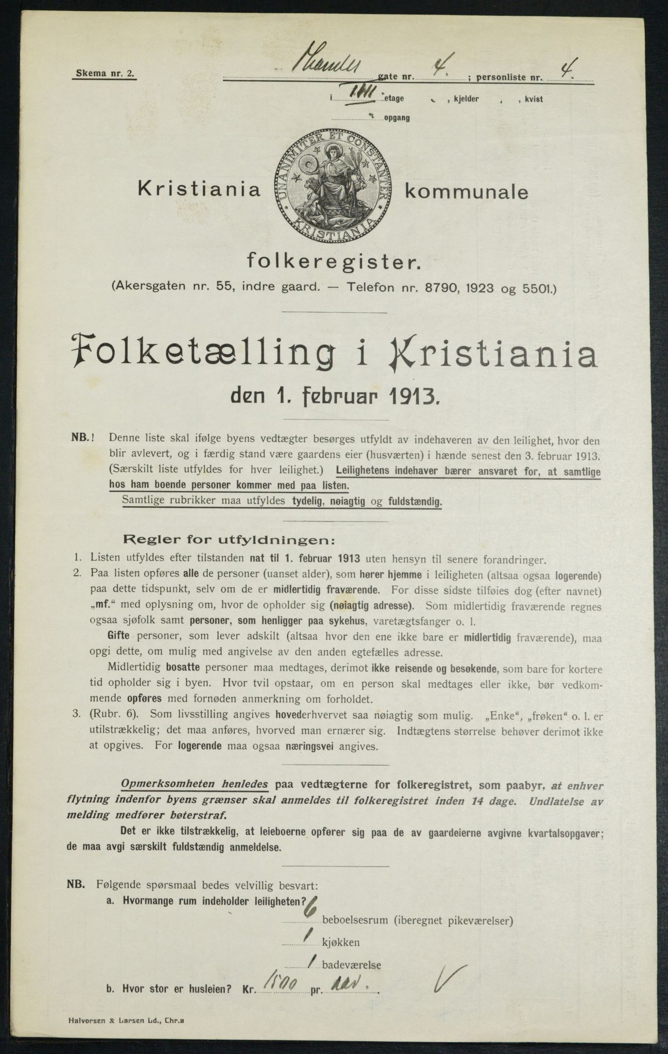 OBA, Kommunal folketelling 1.2.1913 for Kristiania, 1913, s. 109281