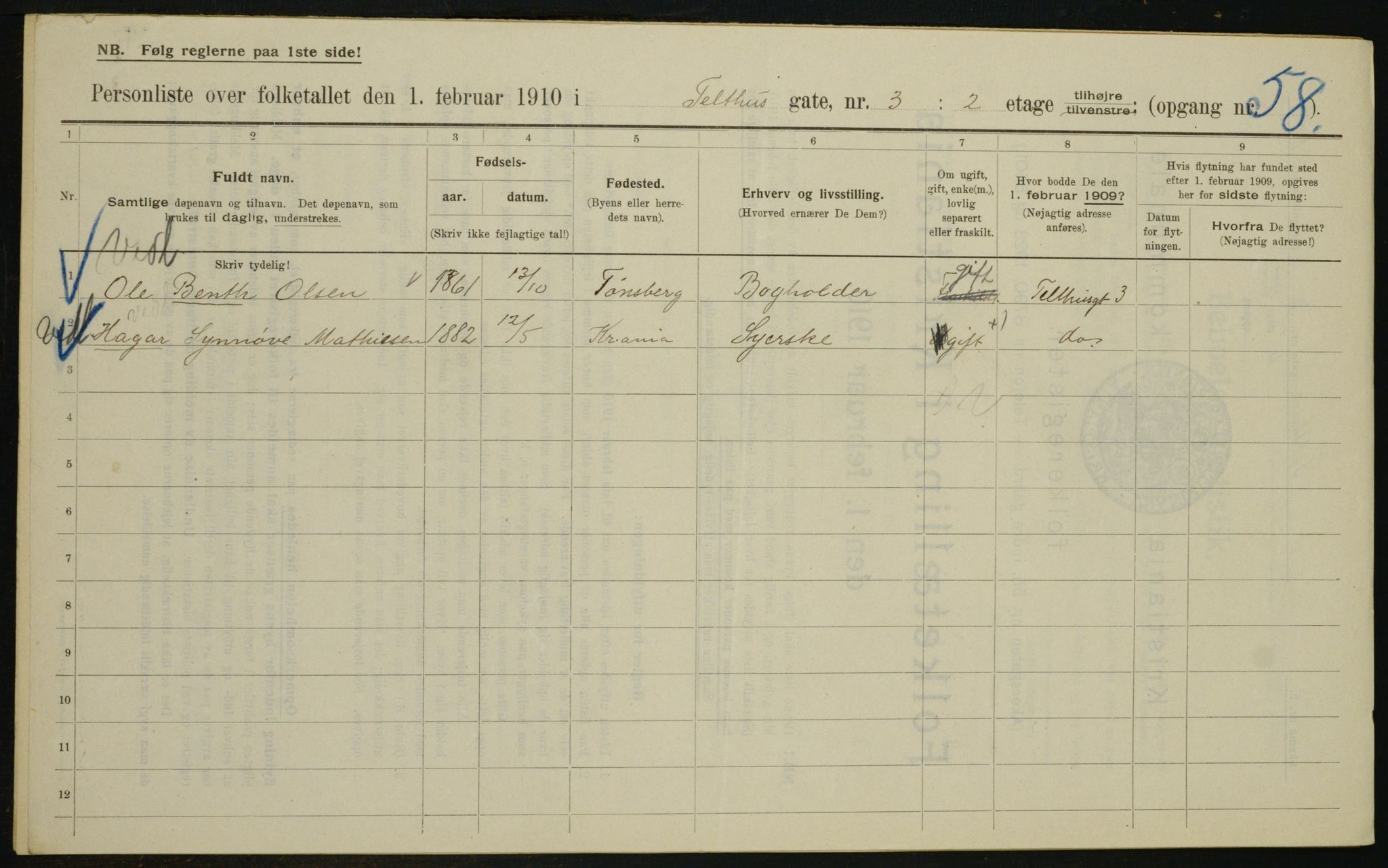 OBA, Kommunal folketelling 1.2.1910 for Kristiania, 1910, s. 102169