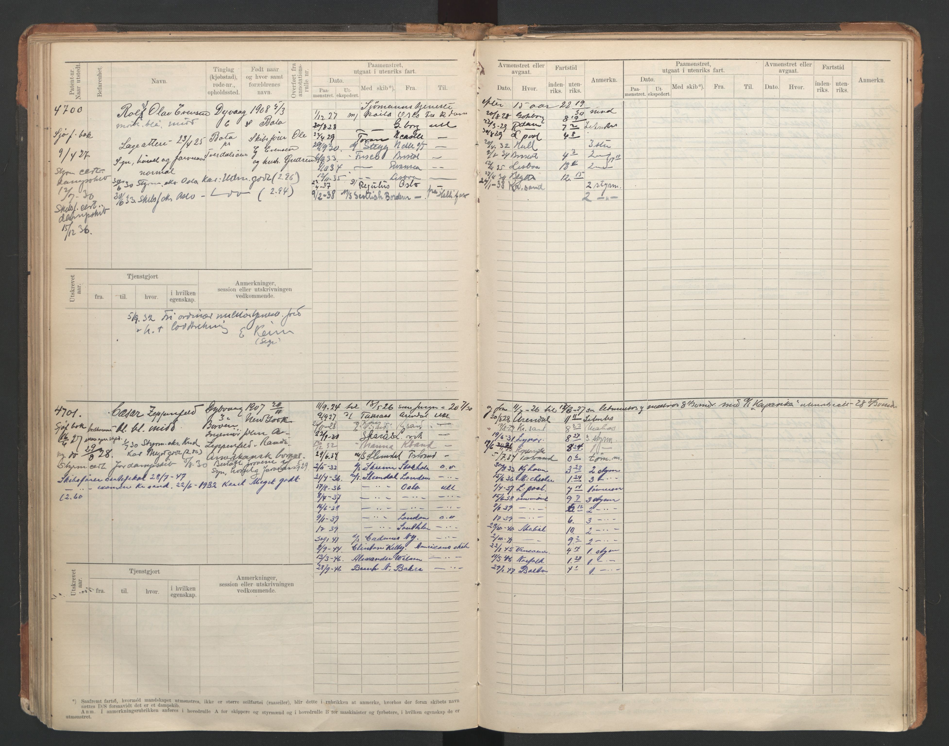 Tvedestrand mønstringskrets, SAK/2031-0011/F/Fb/L0007: Hovedrulle A nr 4410-4803, R-8, 1912-1948, s. 151