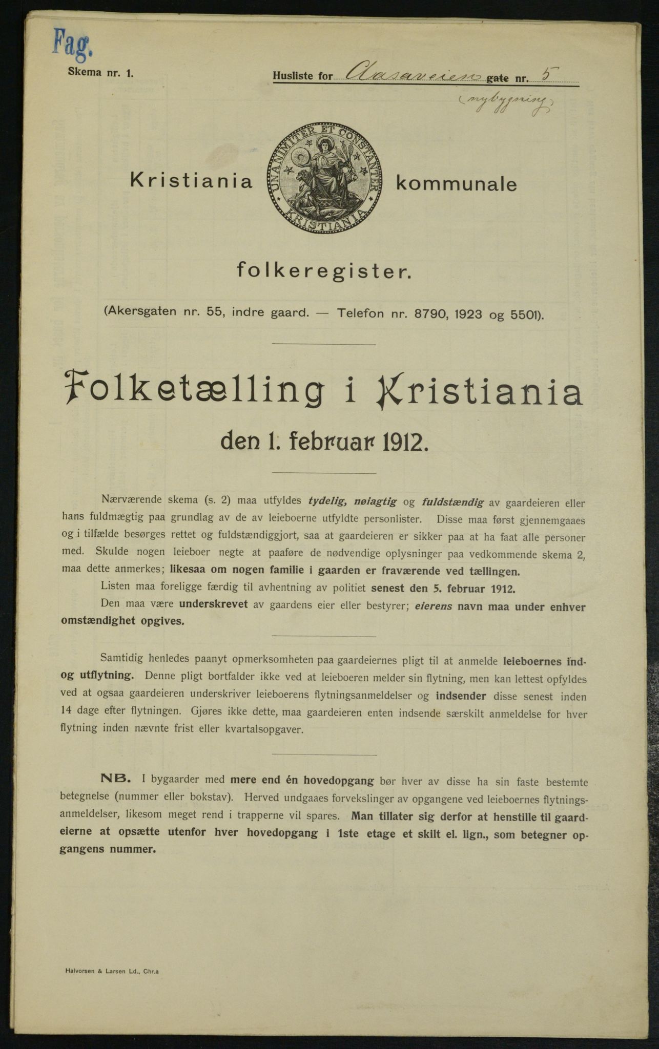 OBA, Kommunal folketelling 1.2.1912 for Kristiania, 1912, s. 130951