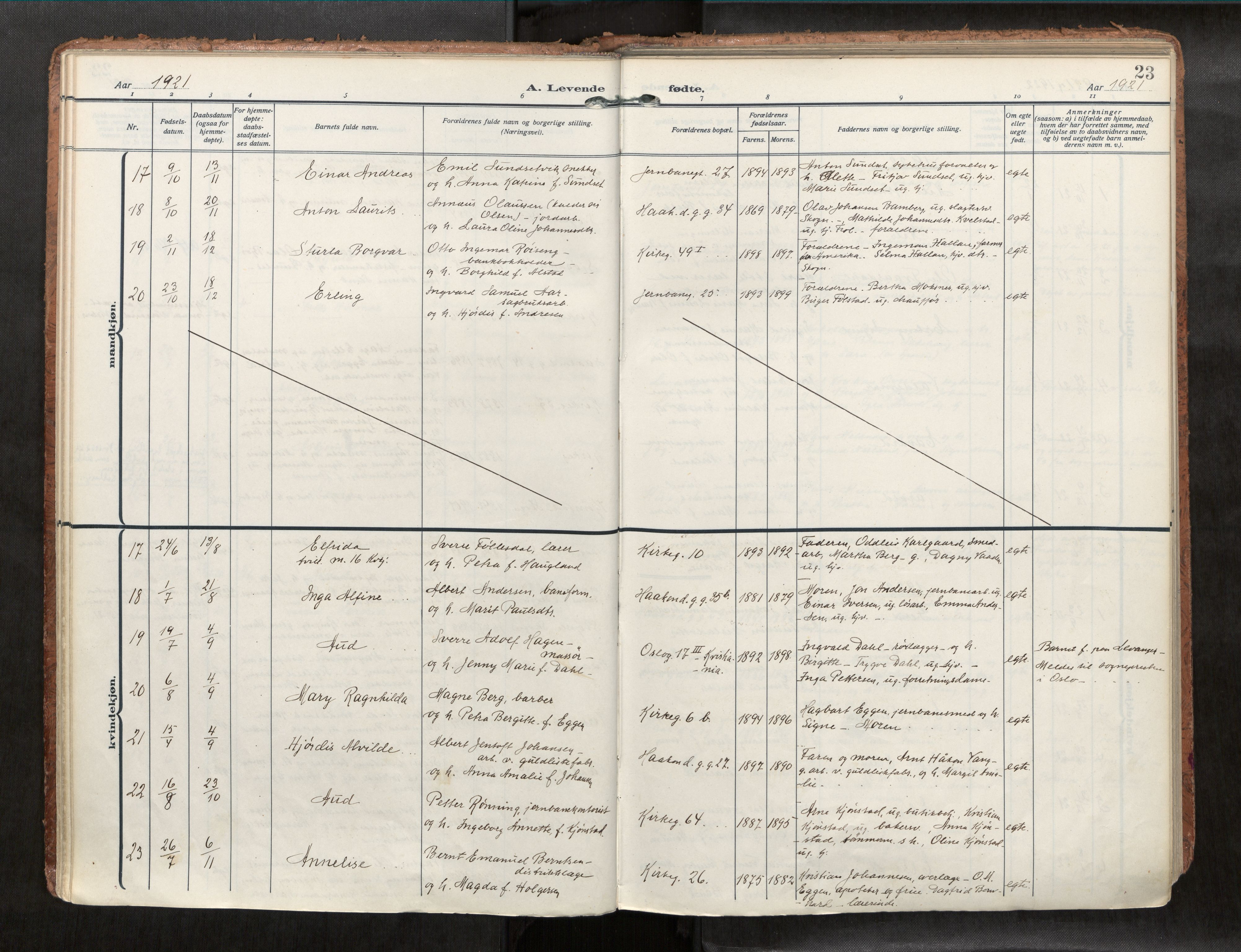 Levanger sokneprestkontor, AV/SAT-A-1301/2/H/Haa/L0001: Ministerialbok nr. 1, 1912-1932, s. 23