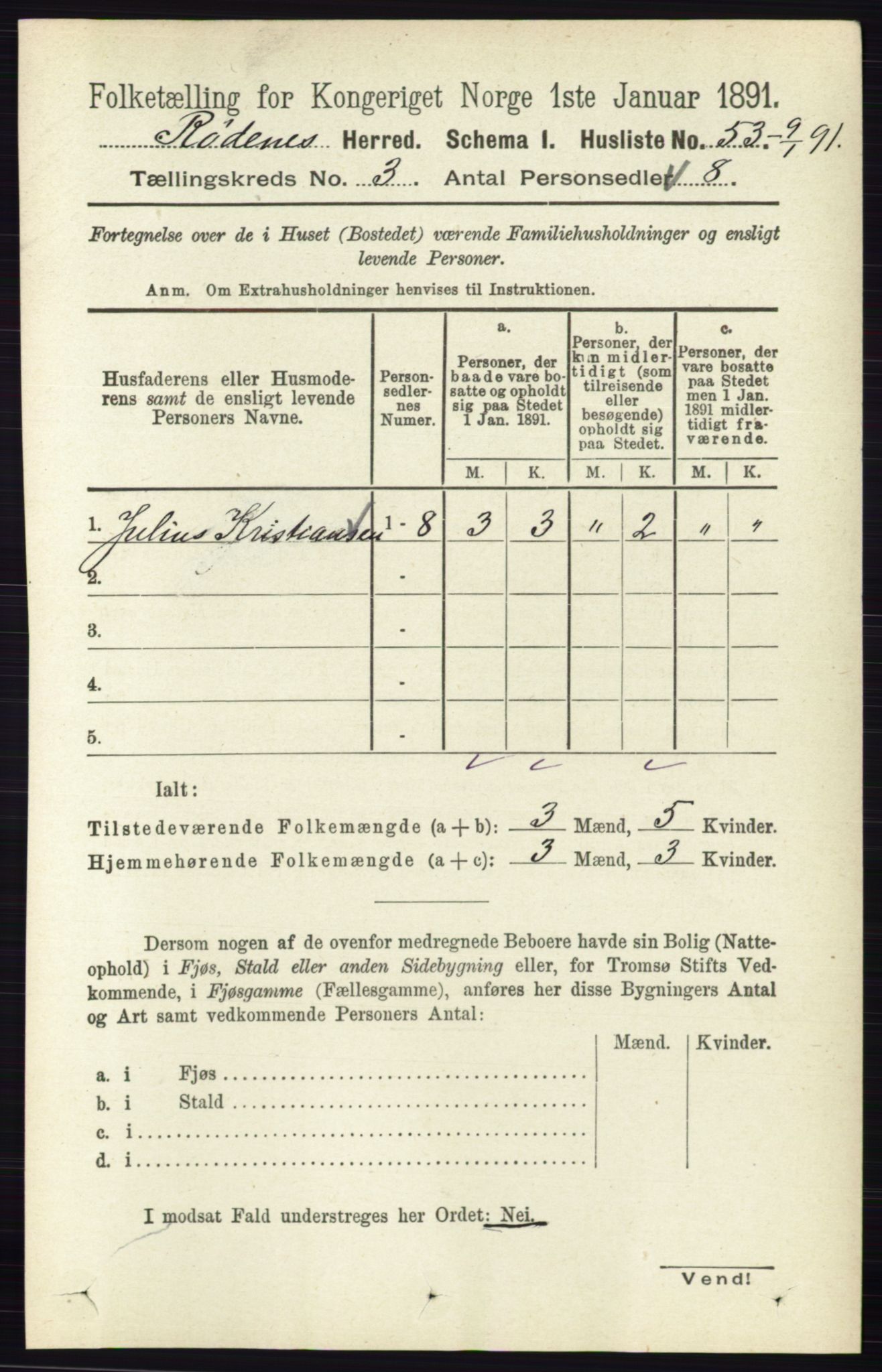 RA, Folketelling 1891 for 0120 Rødenes herred, 1891, s. 1181