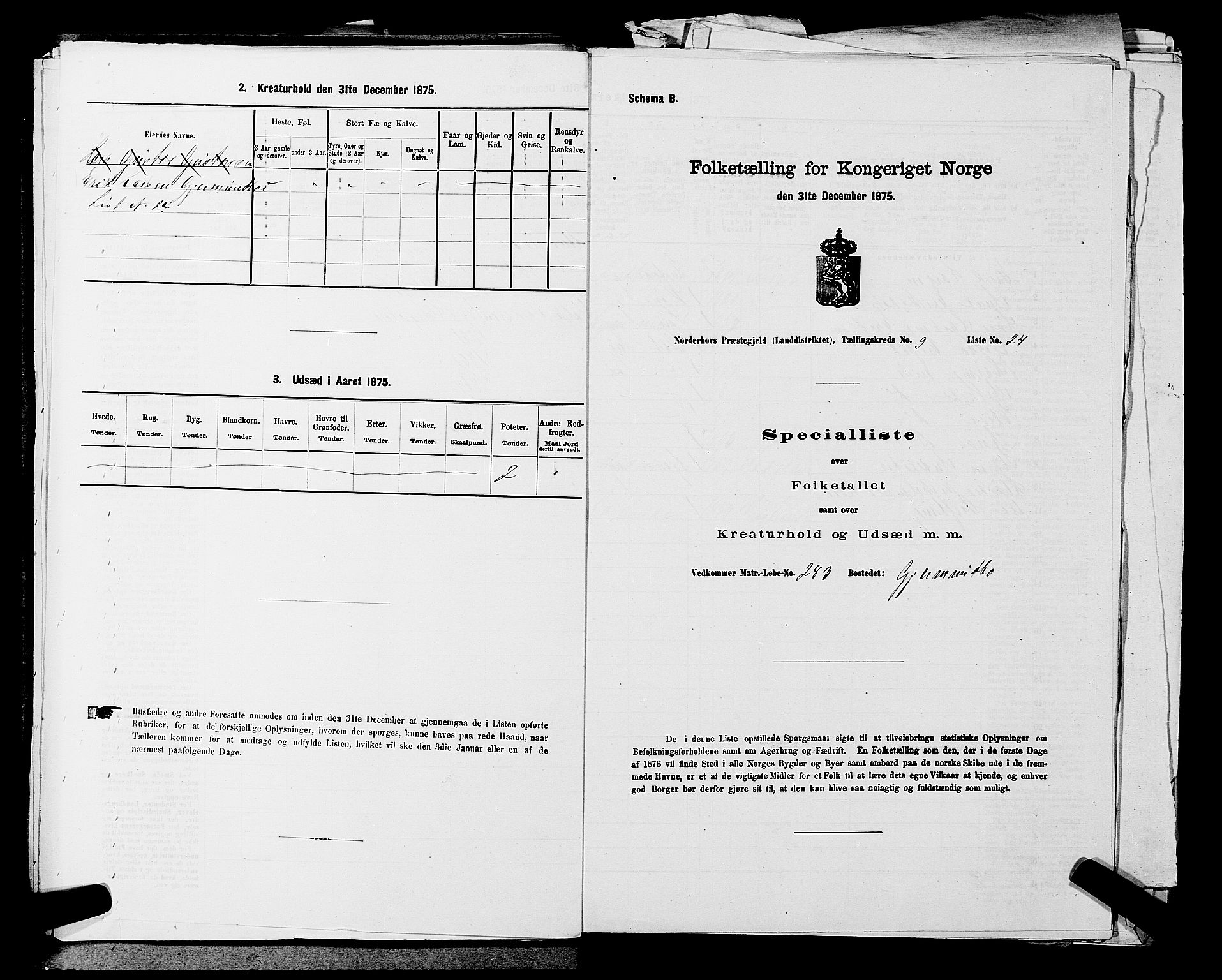 SAKO, Folketelling 1875 for 0613L Norderhov prestegjeld, Norderhov sokn, Haug sokn og Lunder sokn, 1875, s. 1852