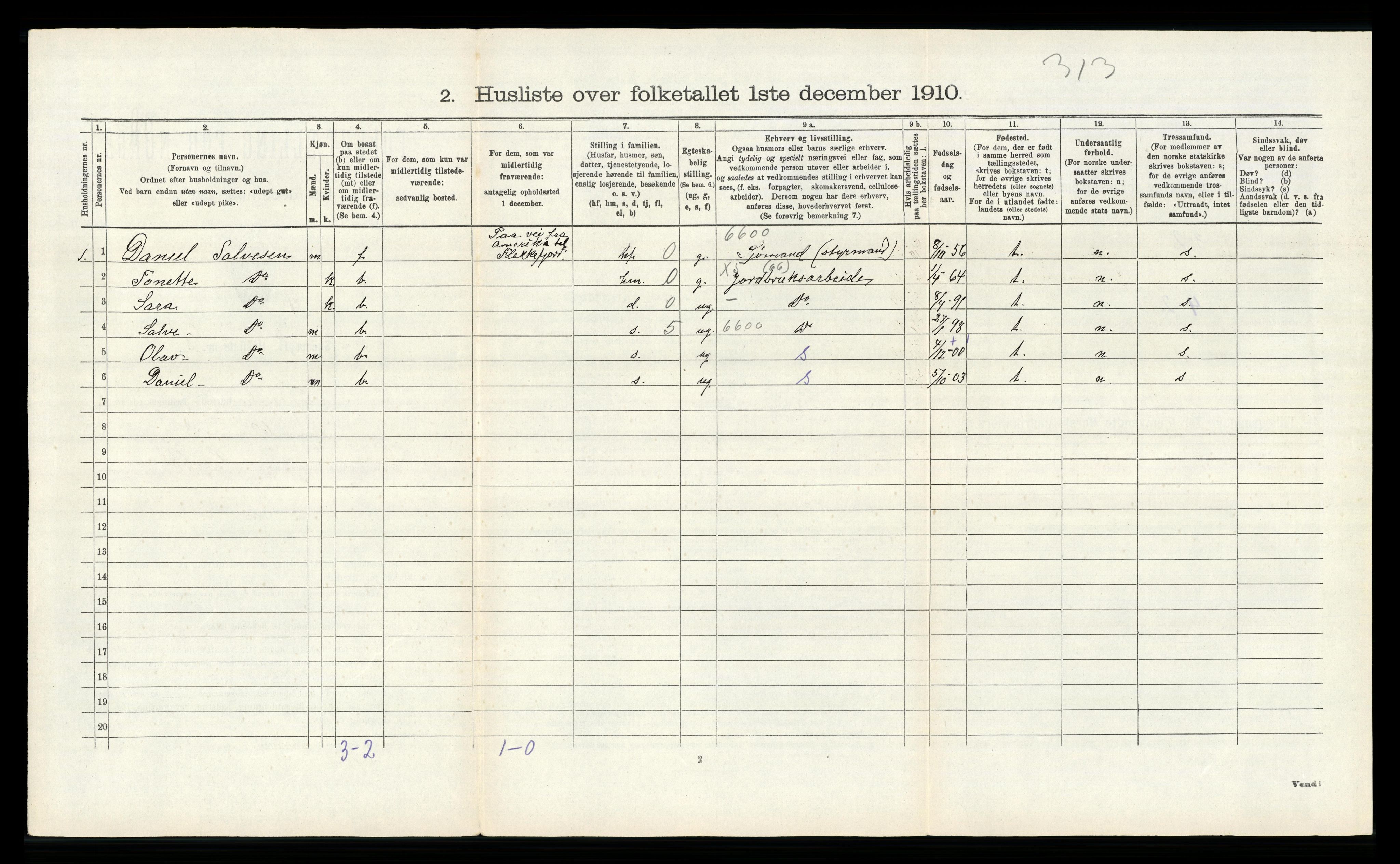 RA, Folketelling 1910 for 1040 Spind herred, 1910, s. 165