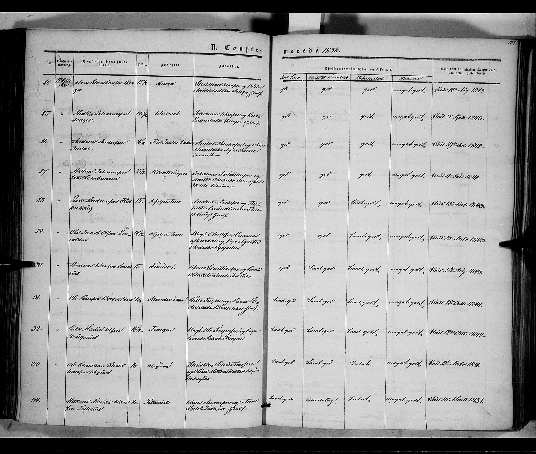 Vestre Toten prestekontor, SAH/PREST-108/H/Ha/Haa/L0006: Ministerialbok nr. 6, 1856-1861, s. 134