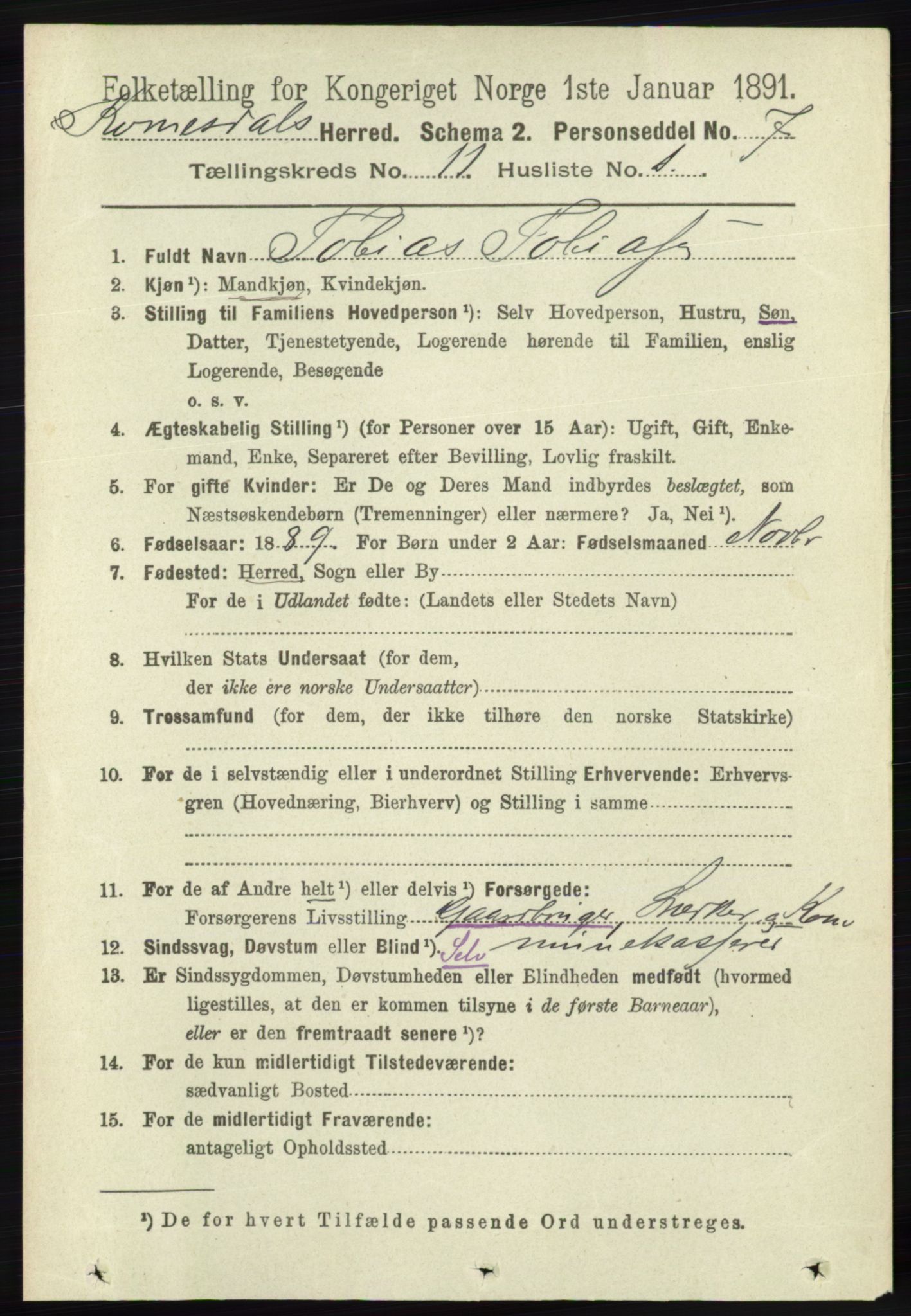 RA, Folketelling 1891 for 1037 Kvinesdal herred, 1891, s. 4511