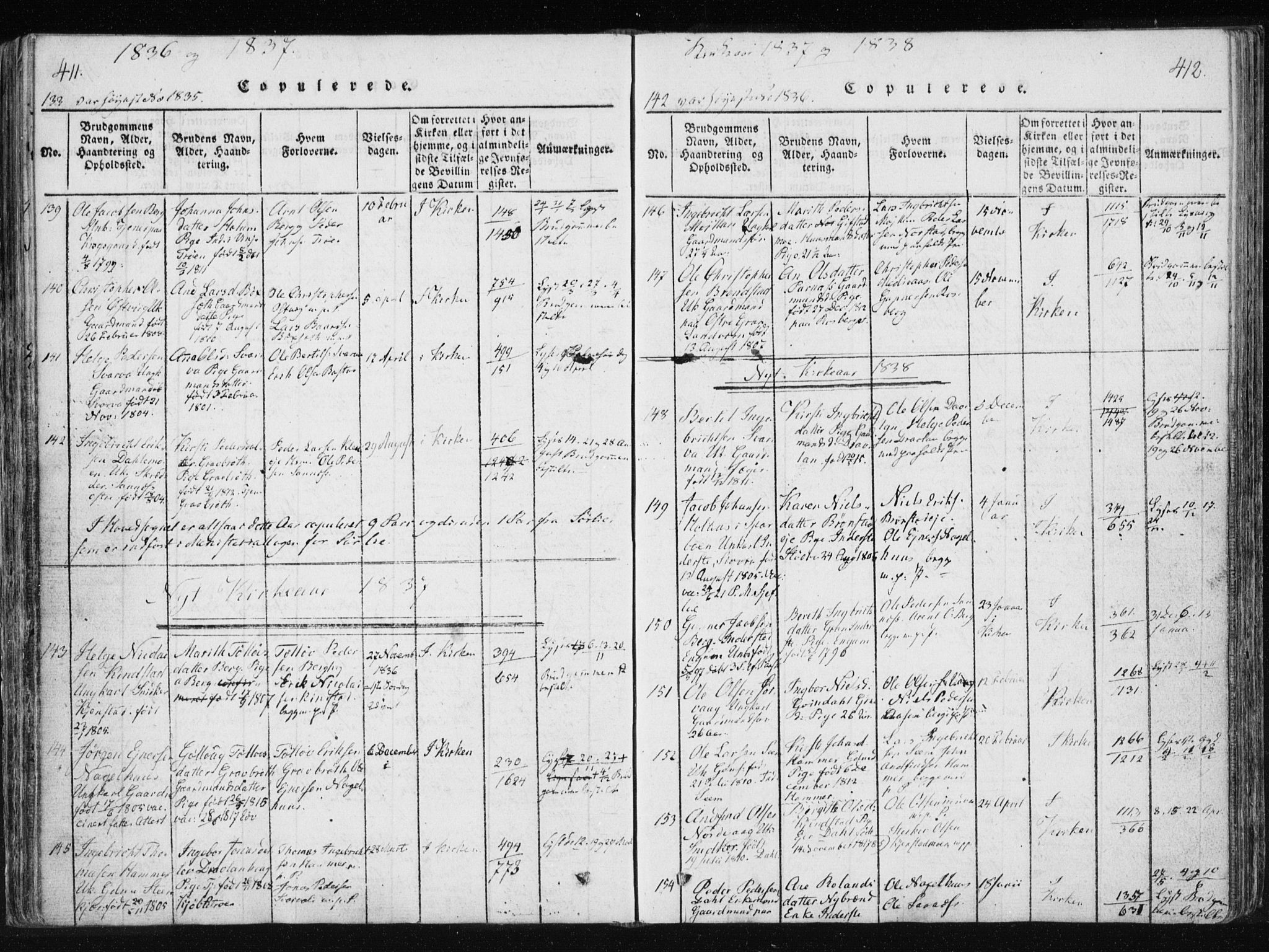 Ministerialprotokoller, klokkerbøker og fødselsregistre - Nord-Trøndelag, SAT/A-1458/749/L0469: Ministerialbok nr. 749A03, 1817-1857, s. 411-412