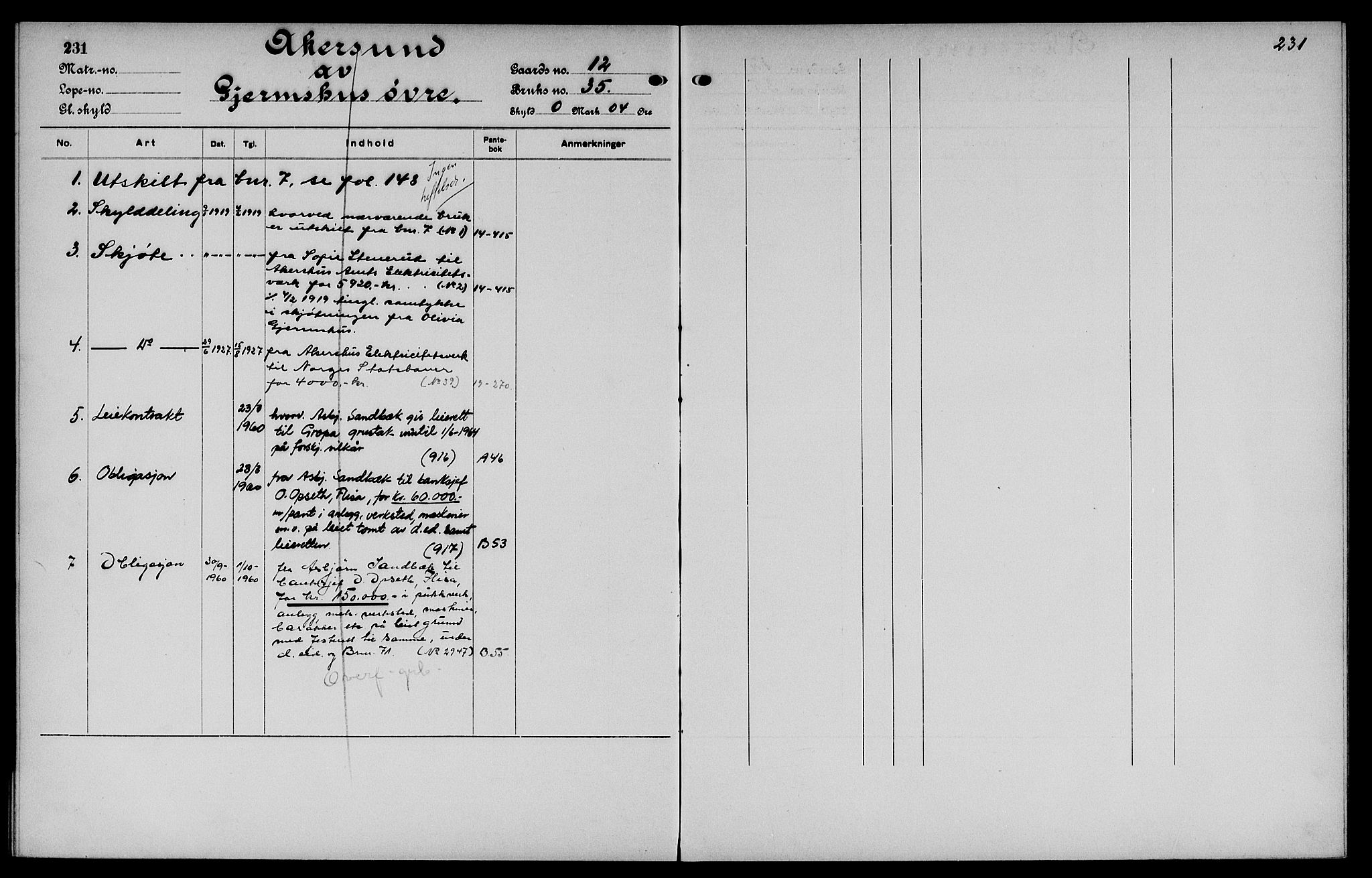 Vinger og Odal sorenskriveri, SAH/TING-022/H/Ha/Hac/Hacc/L0002: Panteregister nr. 3.2, 1923, s. 231