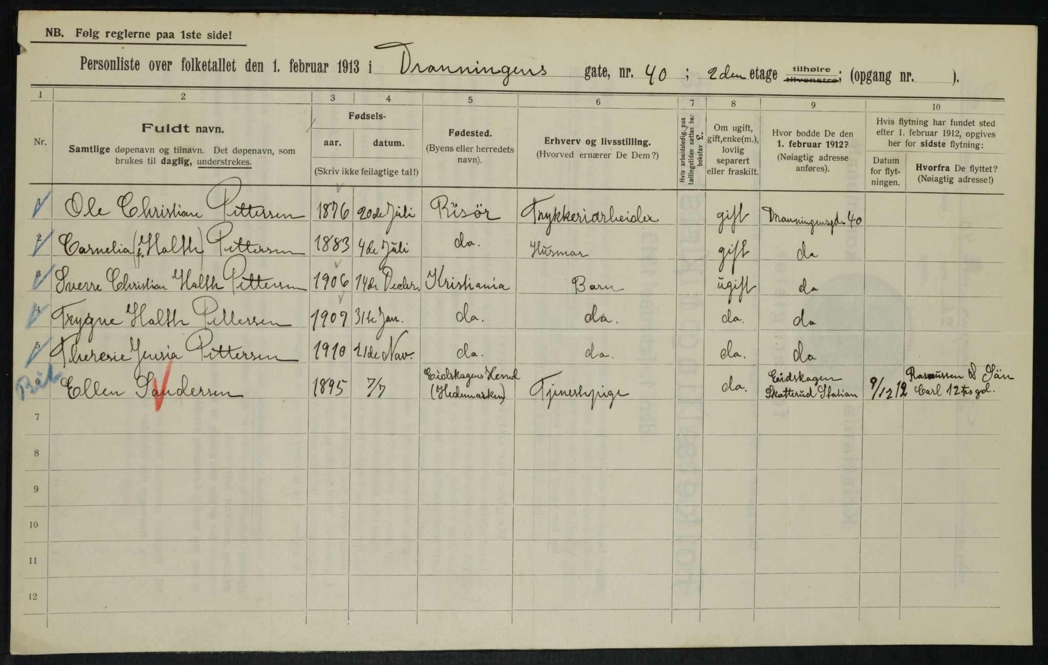 OBA, Kommunal folketelling 1.2.1913 for Kristiania, 1913, s. 17480