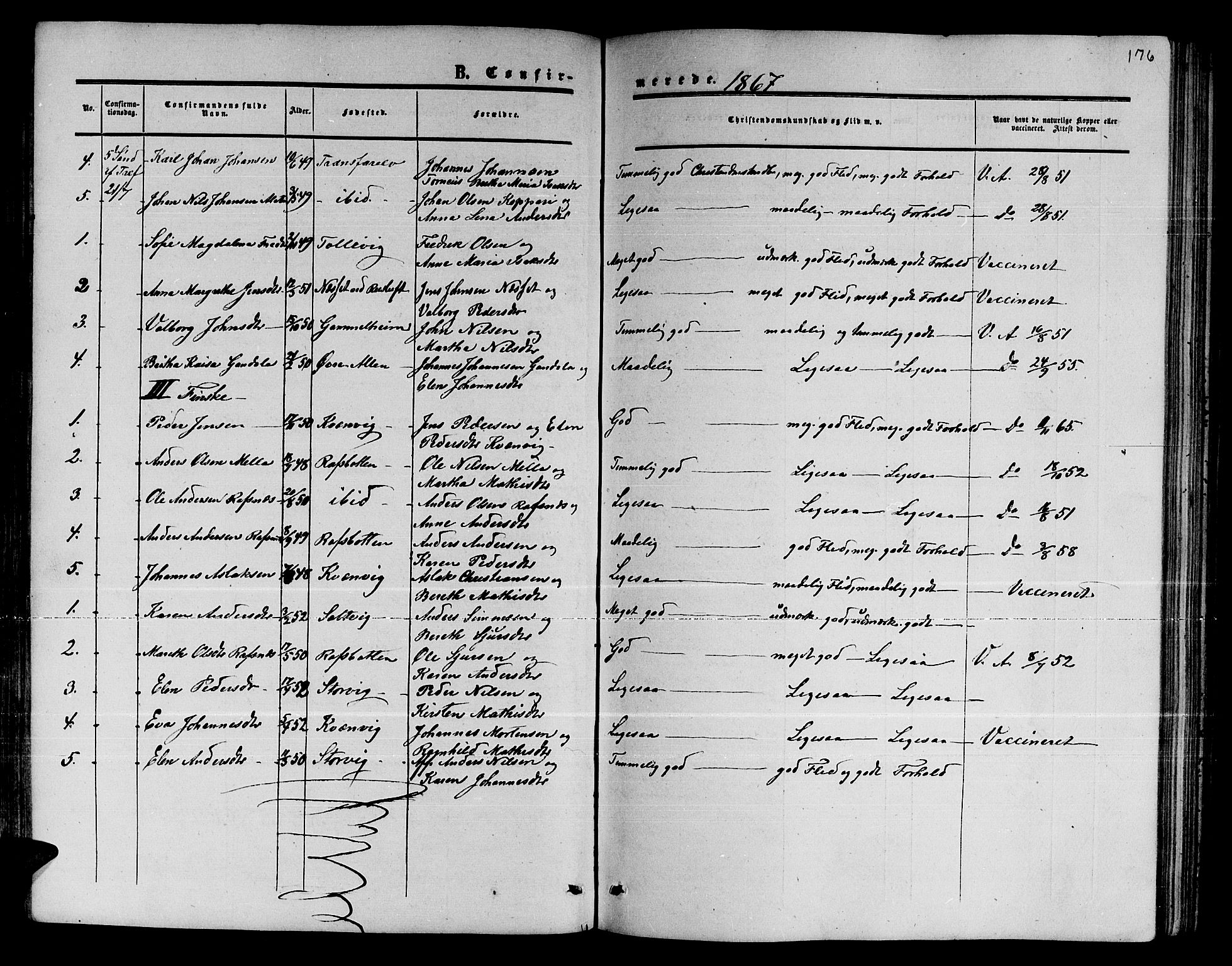Alta sokneprestkontor, AV/SATØ-S-1338/H/Hb/L0001.klokk: Klokkerbok nr. 1, 1858-1878, s. 175-176