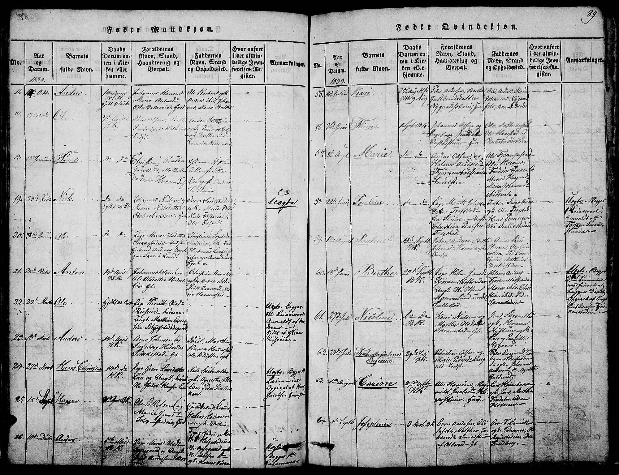 Østre Toten prestekontor, SAH/PREST-104/H/Ha/Hab/L0001: Klokkerbok nr. 1, 1827-1839, s. 89