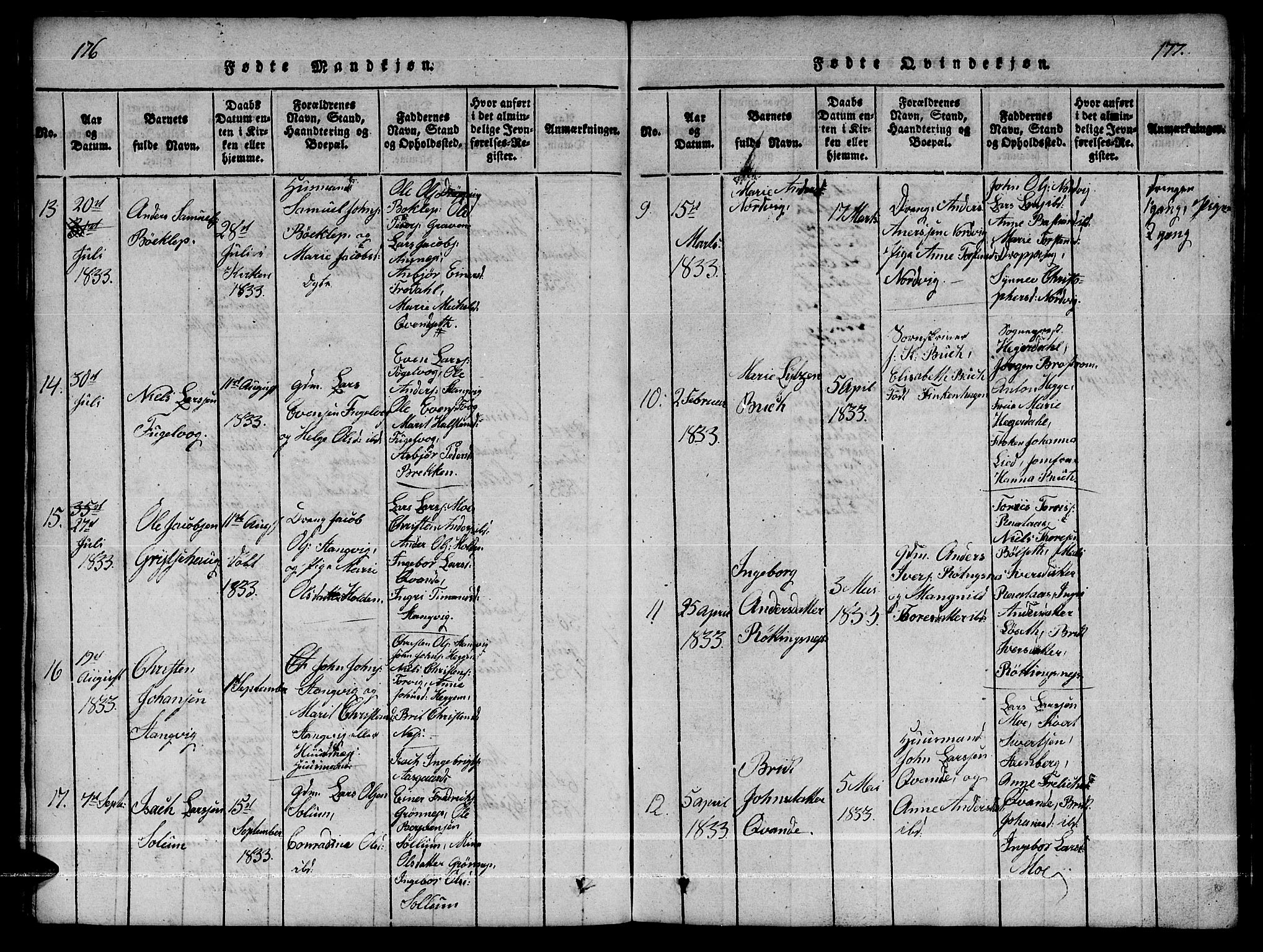 Ministerialprotokoller, klokkerbøker og fødselsregistre - Møre og Romsdal, AV/SAT-A-1454/592/L1031: Klokkerbok nr. 592C01, 1820-1833, s. 176-177