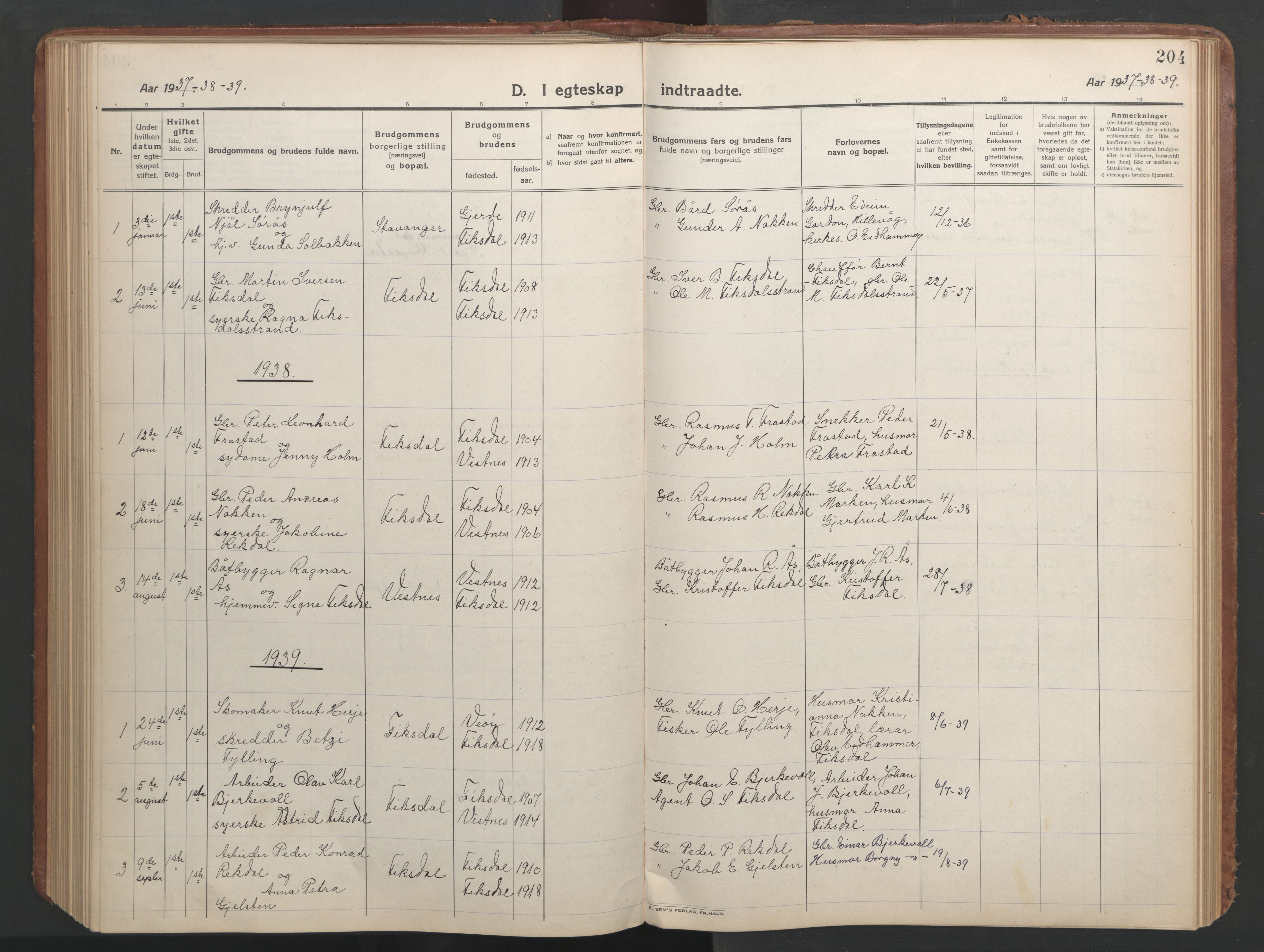 Ministerialprotokoller, klokkerbøker og fødselsregistre - Møre og Romsdal, AV/SAT-A-1454/540/L0542: Klokkerbok nr. 540C02, 1921-1967, s. 204