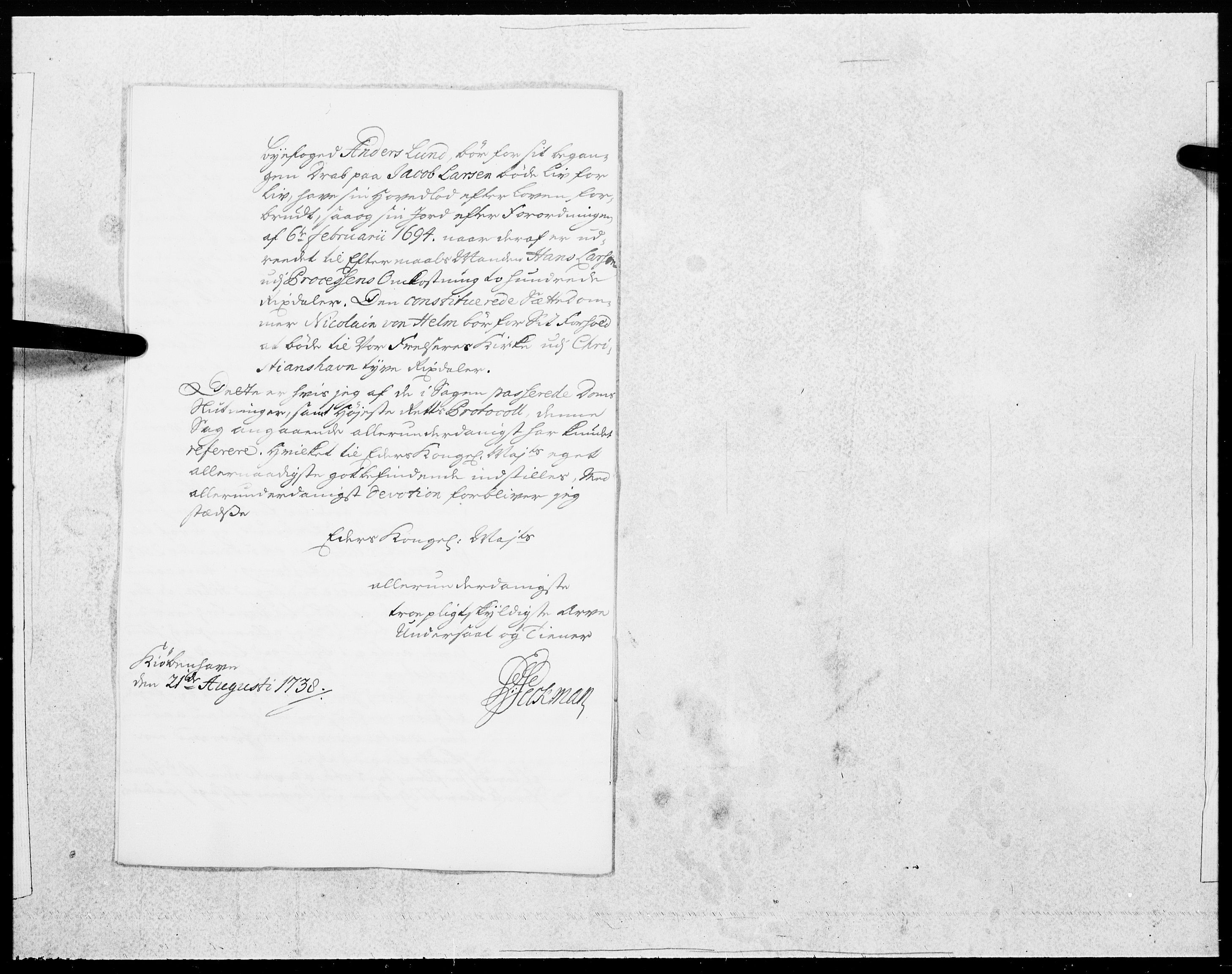 Danske Kanselli 1572-1799, AV/RA-EA-3023/F/Fc/Fcc/Fcca/L0128: Norske innlegg 1572-1799, 1738, s. 176