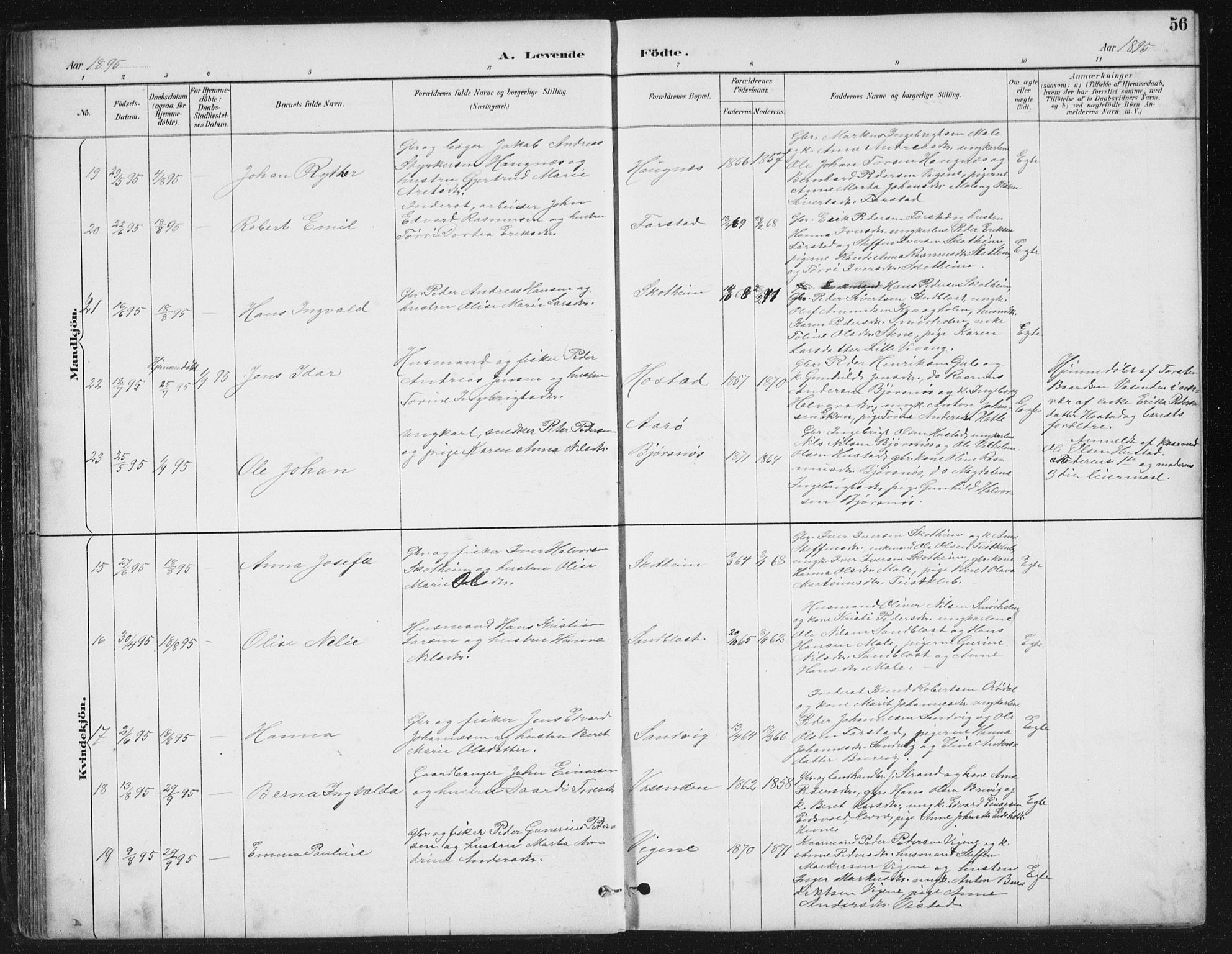 Ministerialprotokoller, klokkerbøker og fødselsregistre - Møre og Romsdal, AV/SAT-A-1454/567/L0783: Klokkerbok nr. 567C03, 1887-1903, s. 56