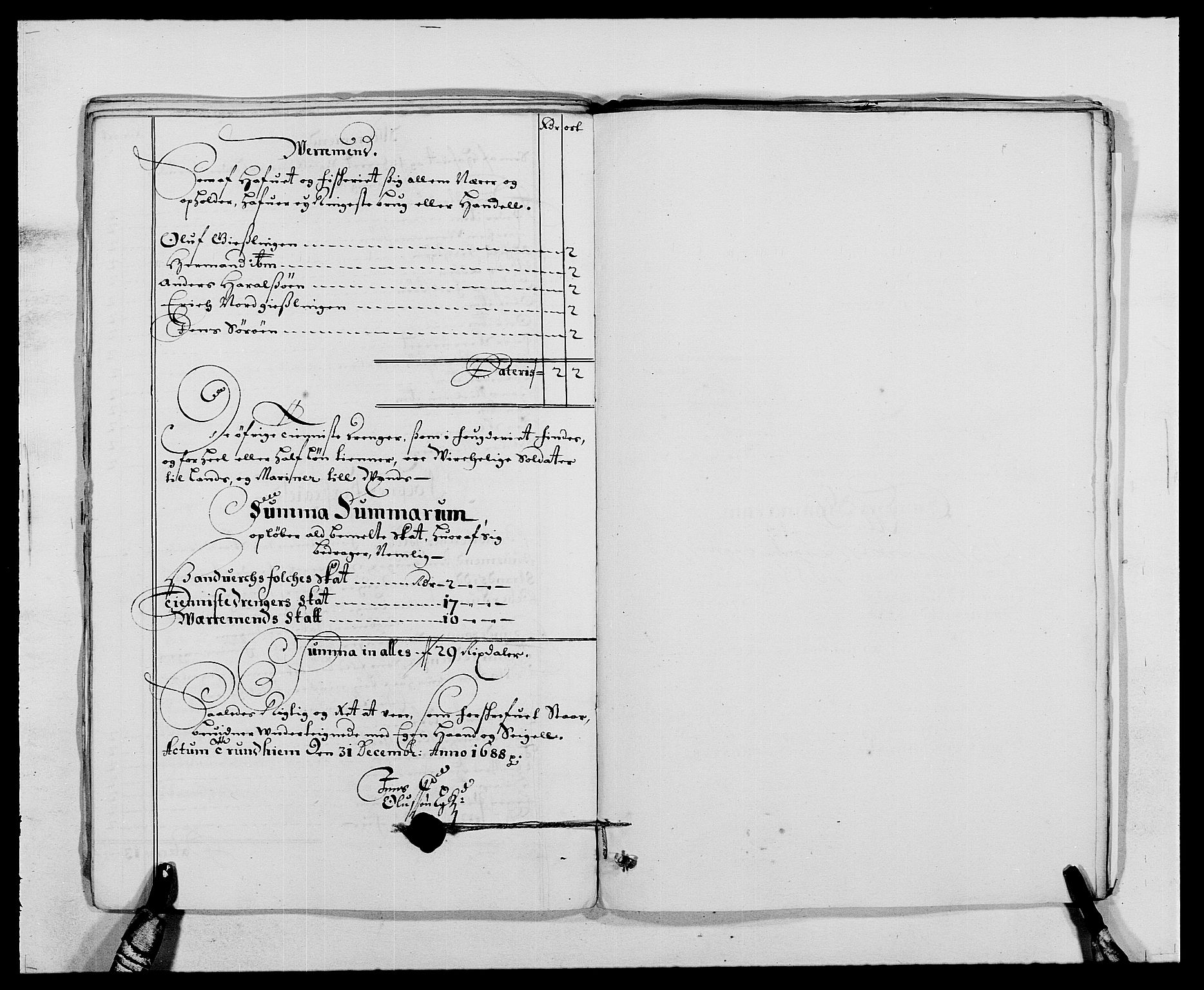 Rentekammeret inntil 1814, Reviderte regnskaper, Fogderegnskap, AV/RA-EA-4092/R64/L4422: Fogderegnskap Namdal, 1687-1689, s. 112