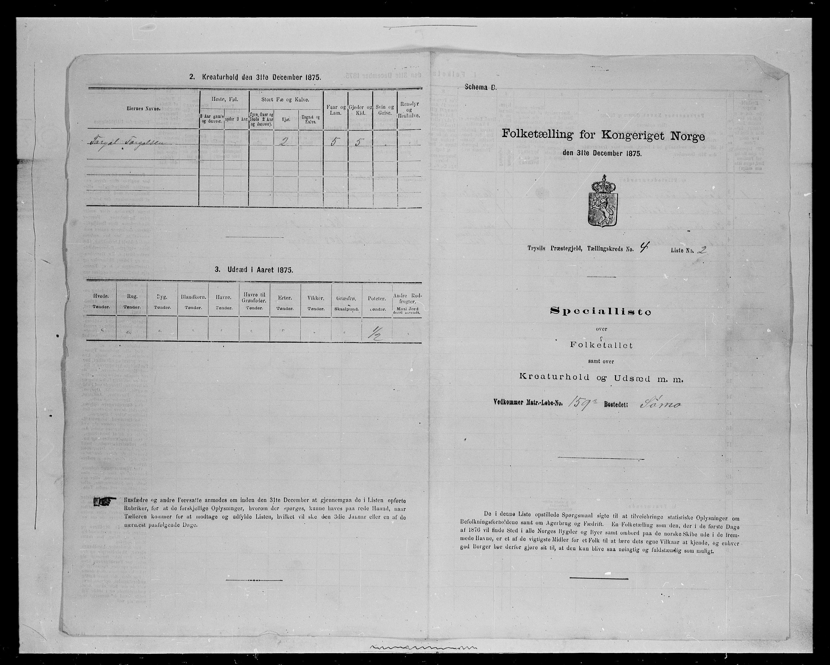 SAH, Folketelling 1875 for 0428P Trysil prestegjeld, 1875, s. 541