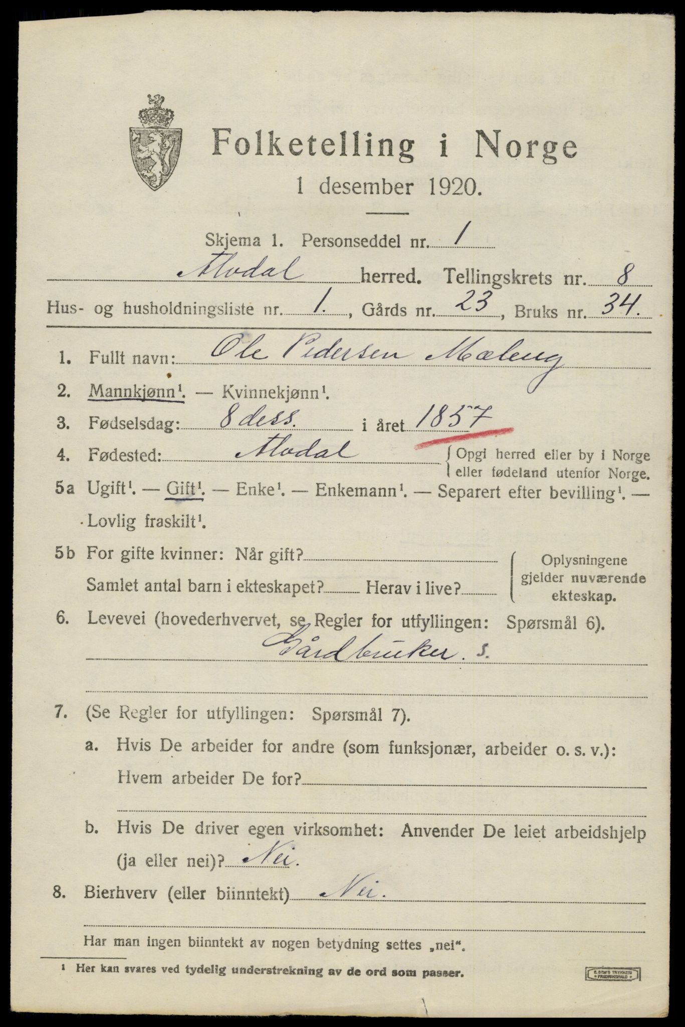 SAH, Folketelling 1920 for 0438 Alvdal herred, 1920, s. 4386