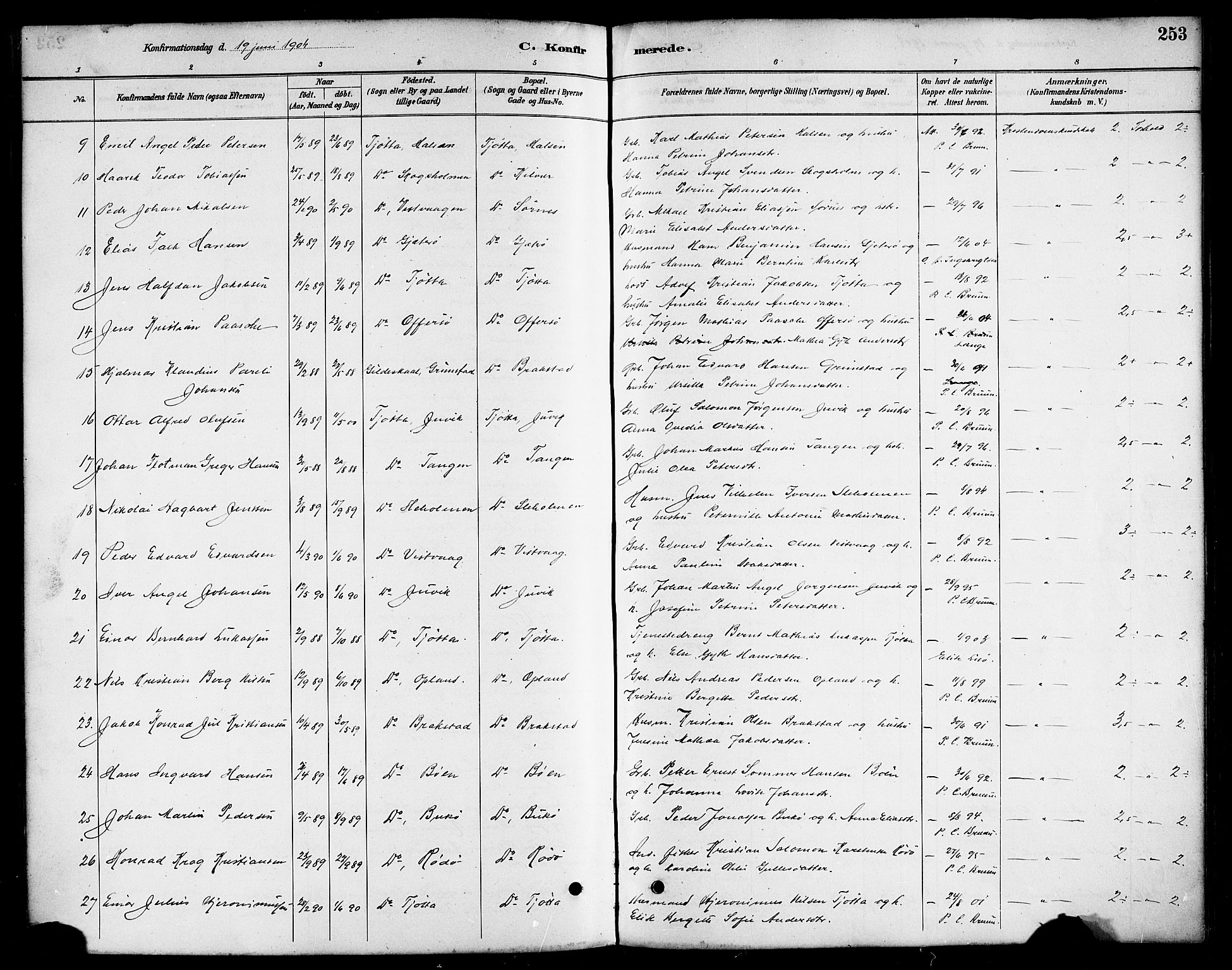 Ministerialprotokoller, klokkerbøker og fødselsregistre - Nordland, AV/SAT-A-1459/817/L0268: Klokkerbok nr. 817C03, 1884-1920, s. 253