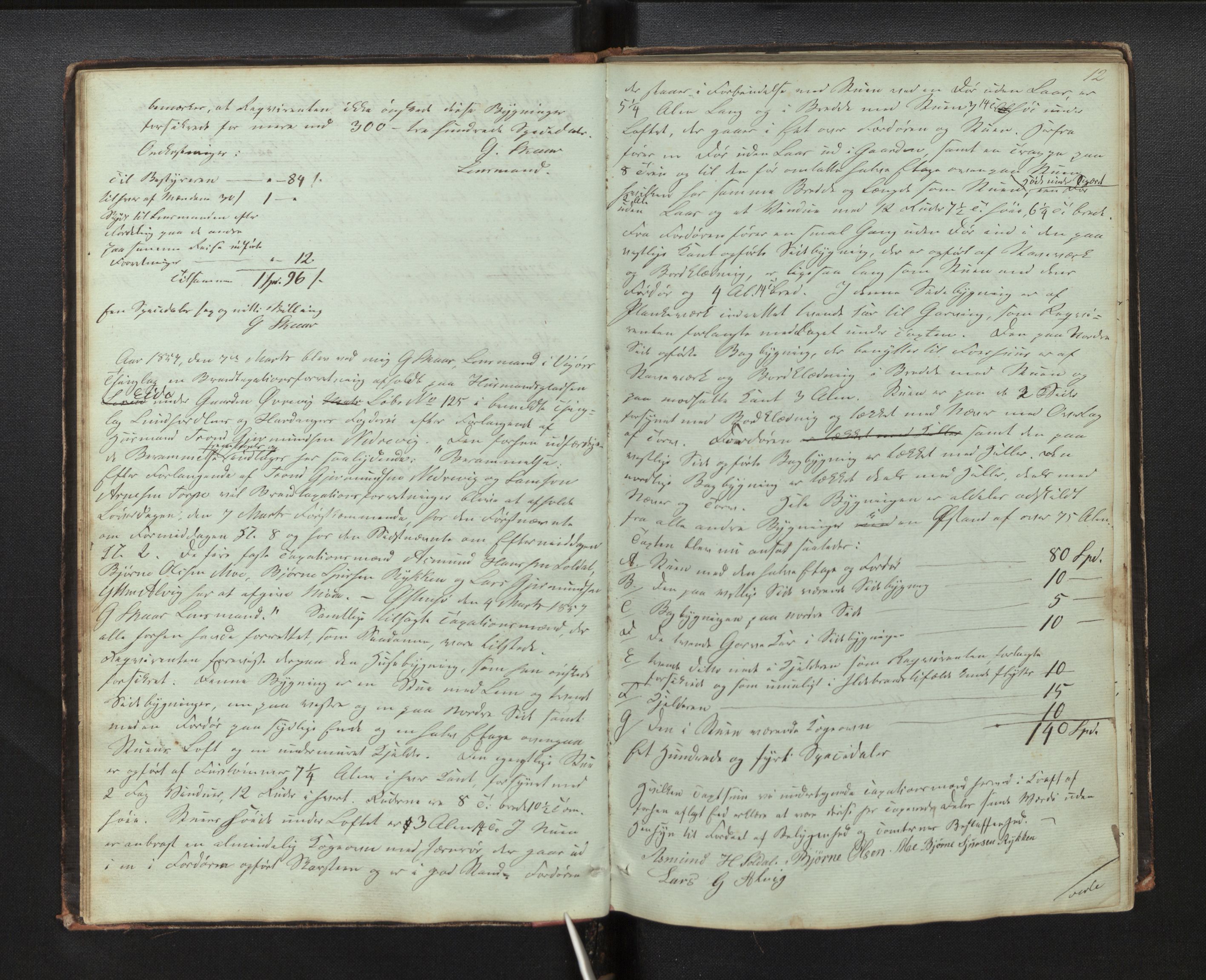 Lensmannen i Kvam, AV/SAB-A-33201/0012/L0001: Branntakstprotokoll, 1851-1881, s. 11b-12a