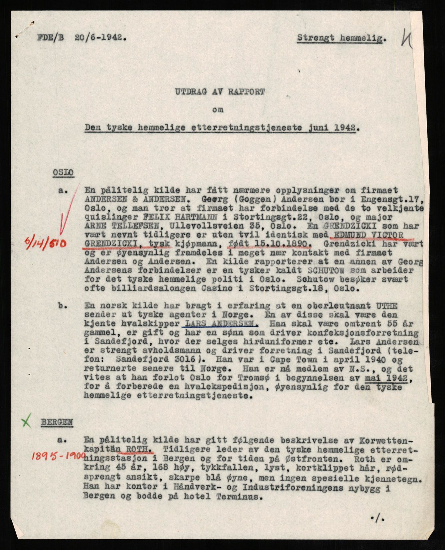 Forsvaret, Forsvarets overkommando II, AV/RA-RAFA-3915/D/Db/L0010: CI Questionaires. Tyske okkupasjonsstyrker i Norge. Tyskere., 1945-1946, s. 168