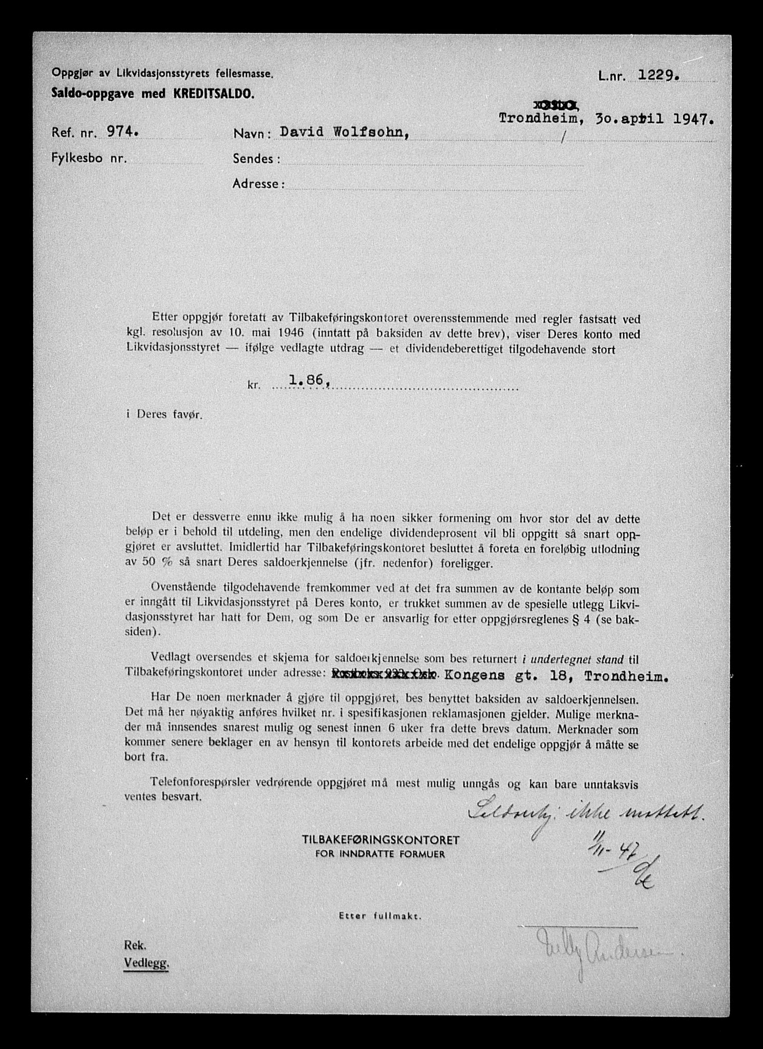 Justisdepartementet, Tilbakeføringskontoret for inndratte formuer, AV/RA-S-1564/H/Hc/Hca/L0909: --, 1945-1947, s. 565