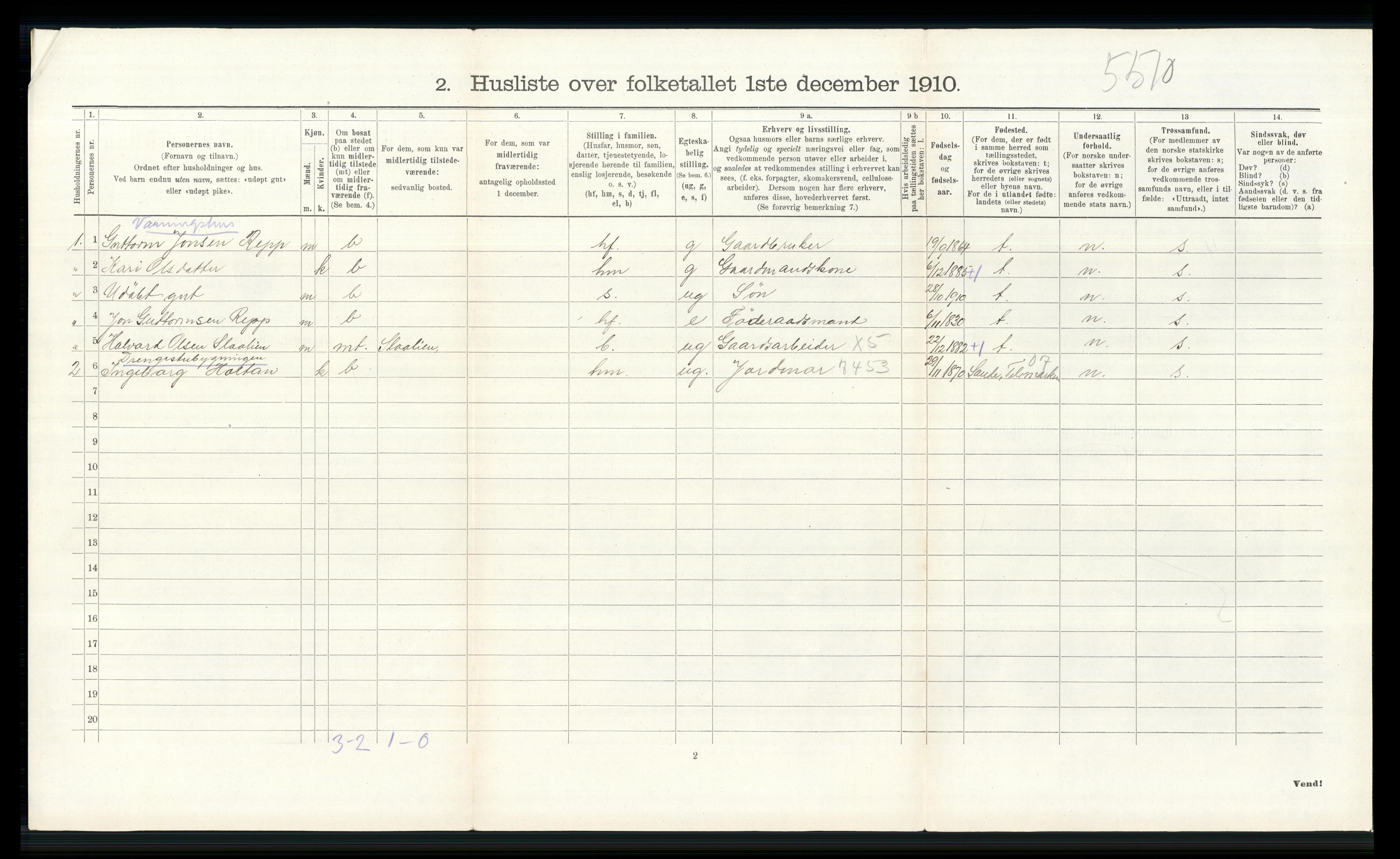 RA, Folketelling 1910 for 0514 Lom herred, 1910, s. 764