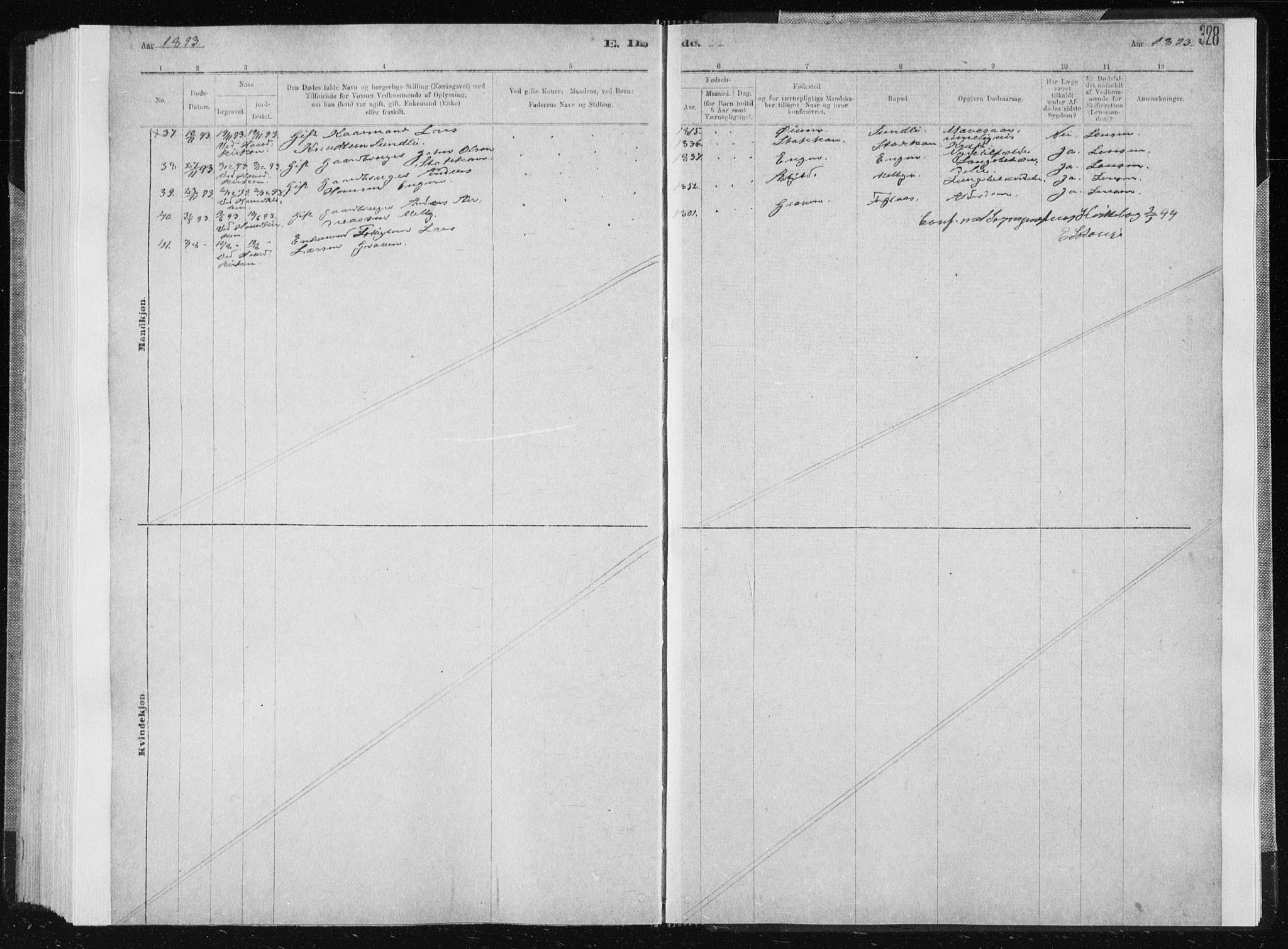 Ministerialprotokoller, klokkerbøker og fødselsregistre - Sør-Trøndelag, SAT/A-1456/668/L0818: Klokkerbok nr. 668C07, 1885-1898, s. 328