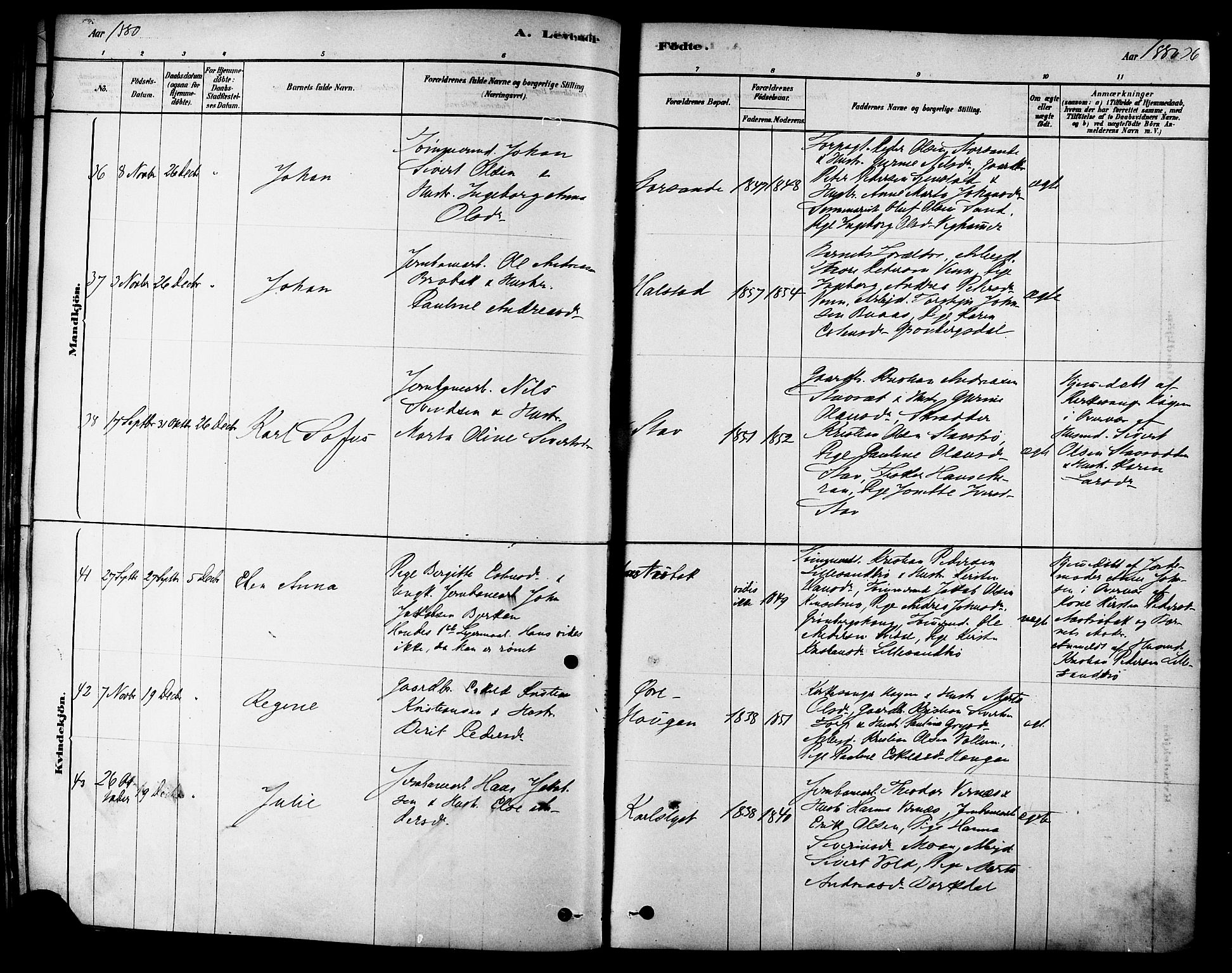 Ministerialprotokoller, klokkerbøker og fødselsregistre - Sør-Trøndelag, SAT/A-1456/616/L0410: Ministerialbok nr. 616A07, 1878-1893, s. 36