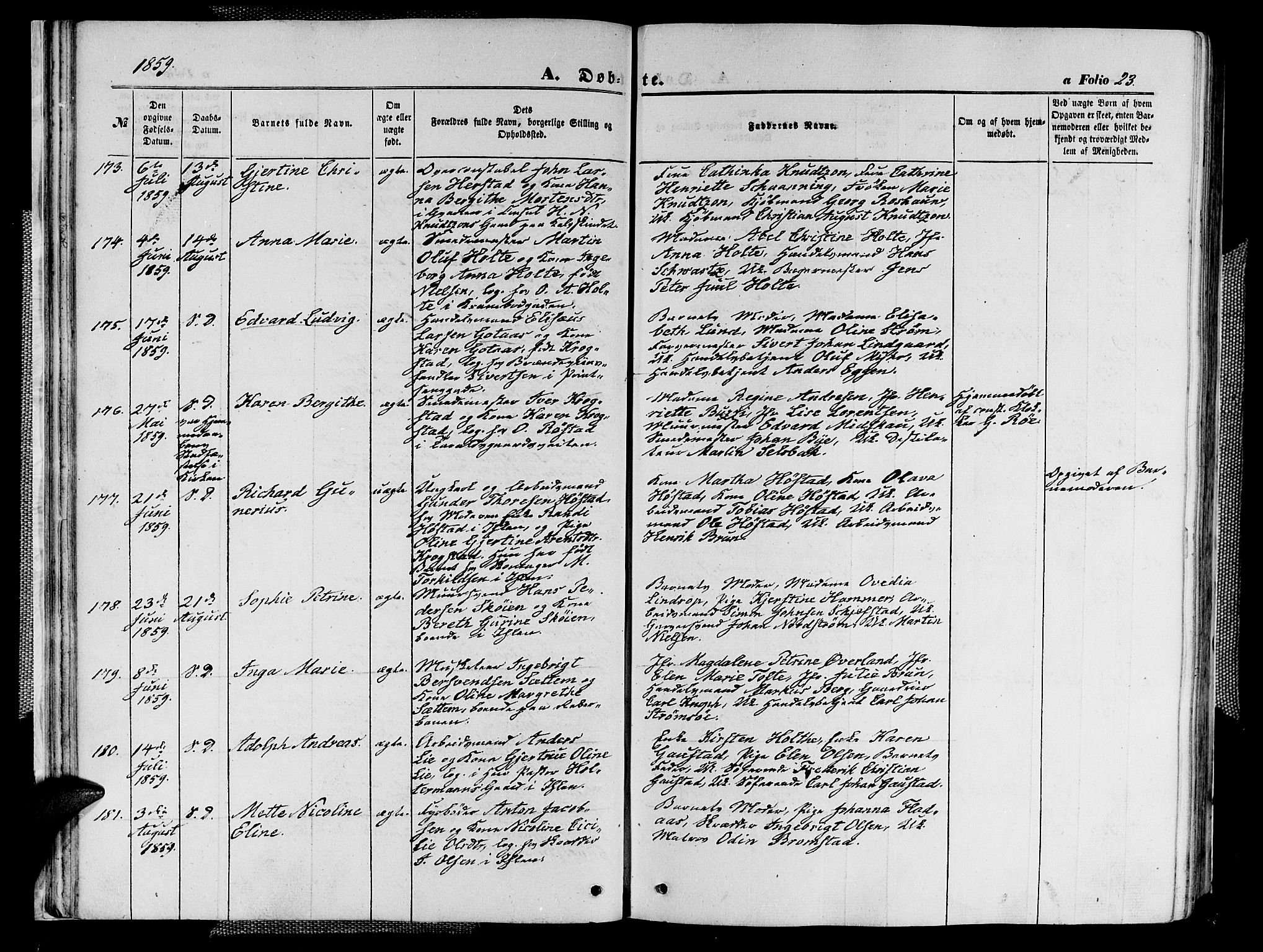 Ministerialprotokoller, klokkerbøker og fødselsregistre - Sør-Trøndelag, SAT/A-1456/602/L0139: Klokkerbok nr. 602C07, 1859-1864, s. 23