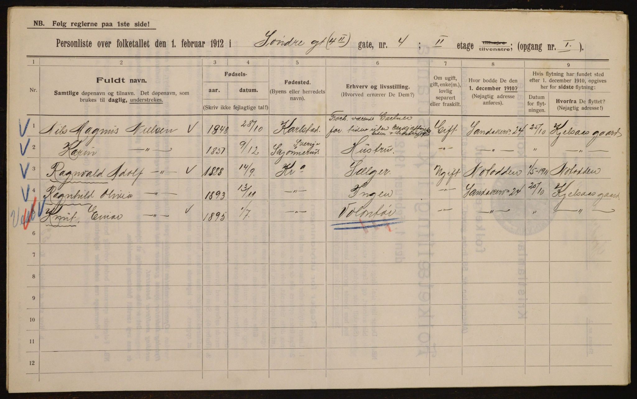 OBA, Kommunal folketelling 1.2.1912 for Kristiania, 1912, s. 106372