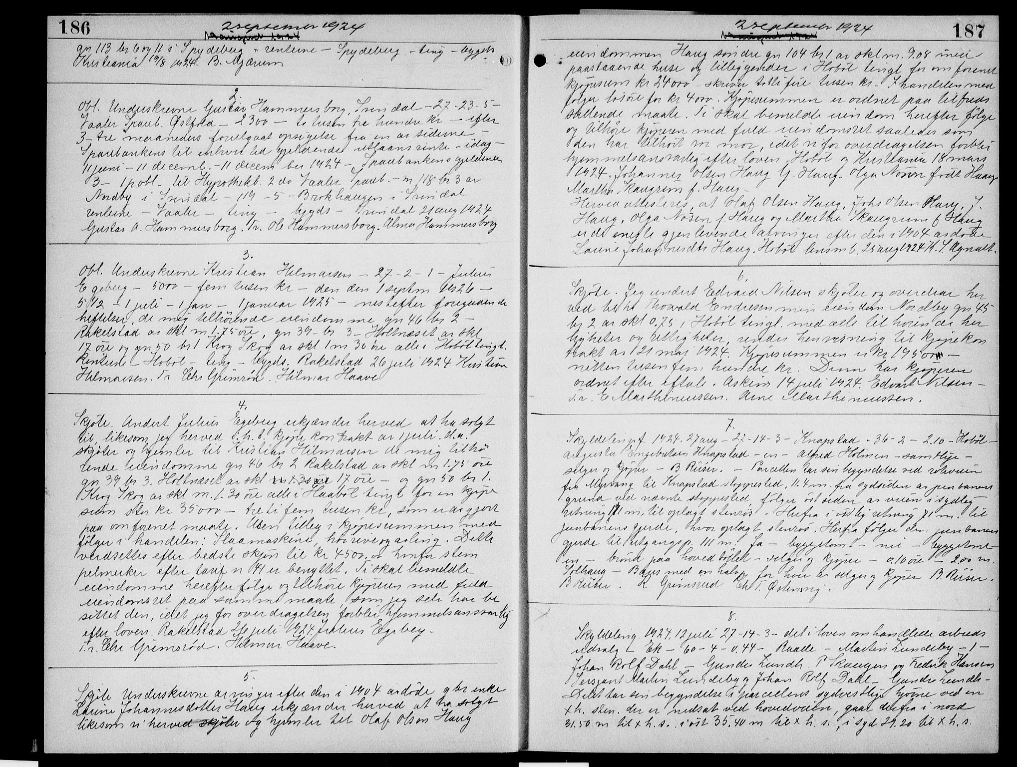 Moss sorenskriveri, SAO/A-10168: Pantebok nr. 29, 1923-1926, s. 186-187