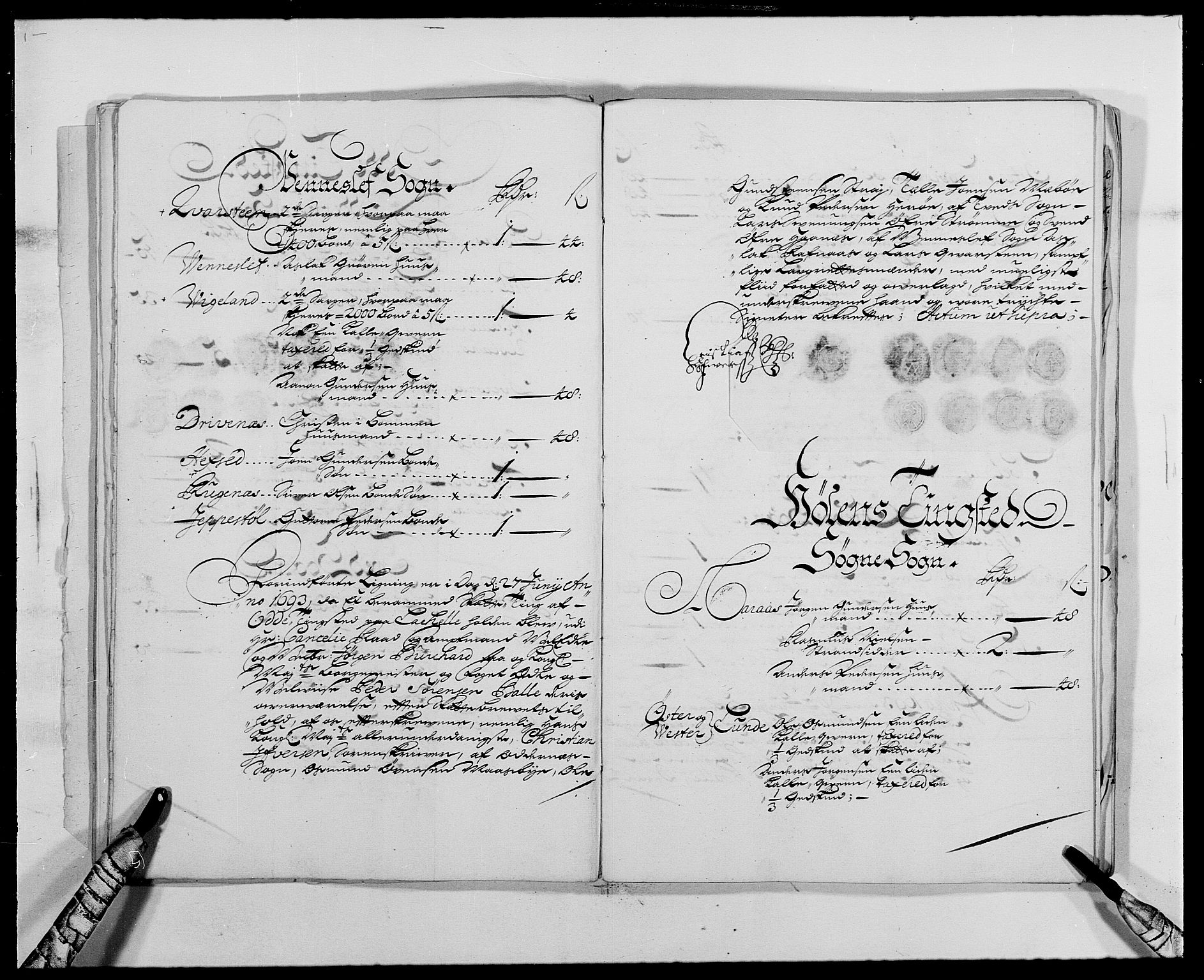 Rentekammeret inntil 1814, Reviderte regnskaper, Fogderegnskap, RA/EA-4092/R42/L2544: Mandal fogderi, 1692-1693, s. 212