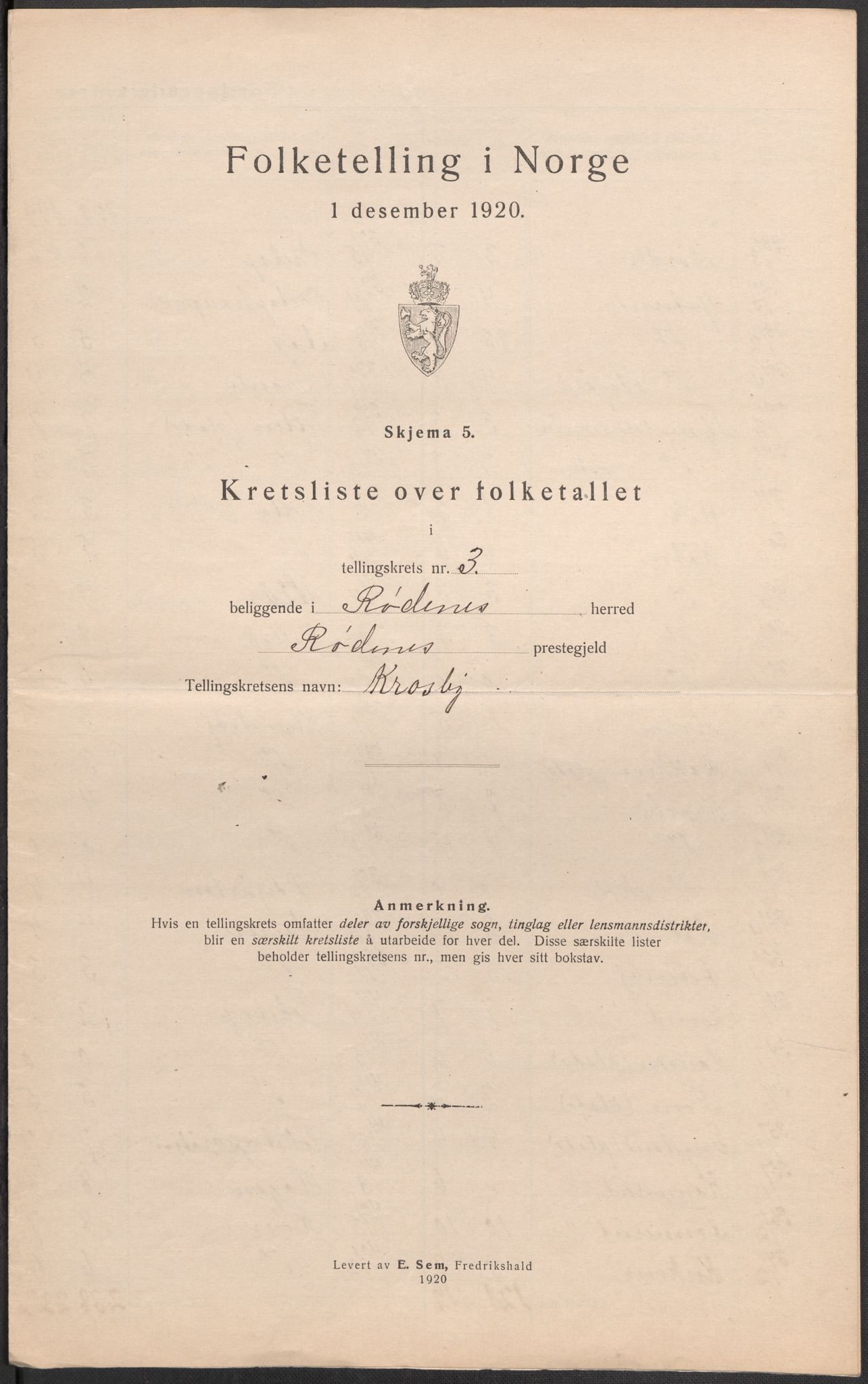 SAO, Folketelling 1920 for 0120 Rødenes herred, 1920, s. 15