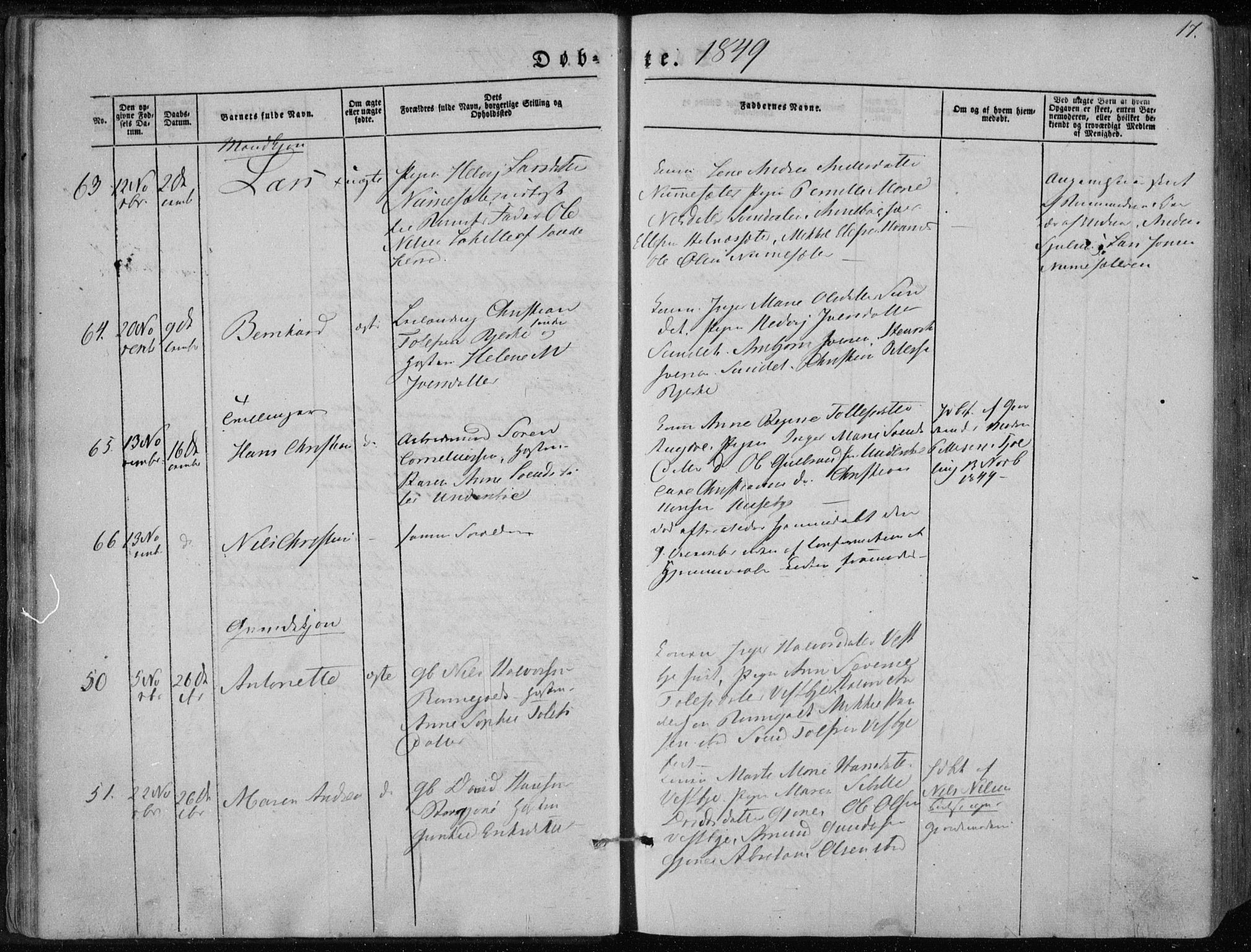 Hedrum kirkebøker, AV/SAKO-A-344/F/Fa/L0006: Ministerialbok nr. I 6, 1849-1857, s. 17