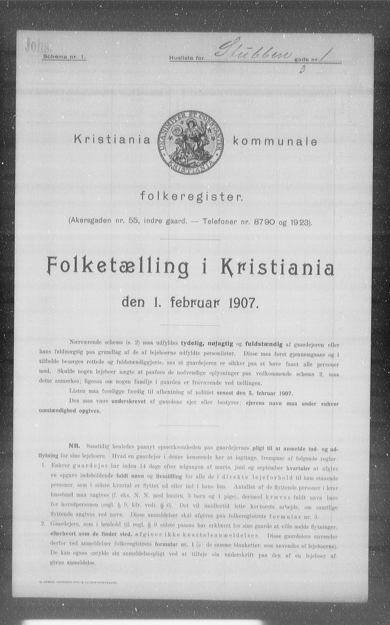 OBA, Kommunal folketelling 1.2.1907 for Kristiania kjøpstad, 1907, s. 53194