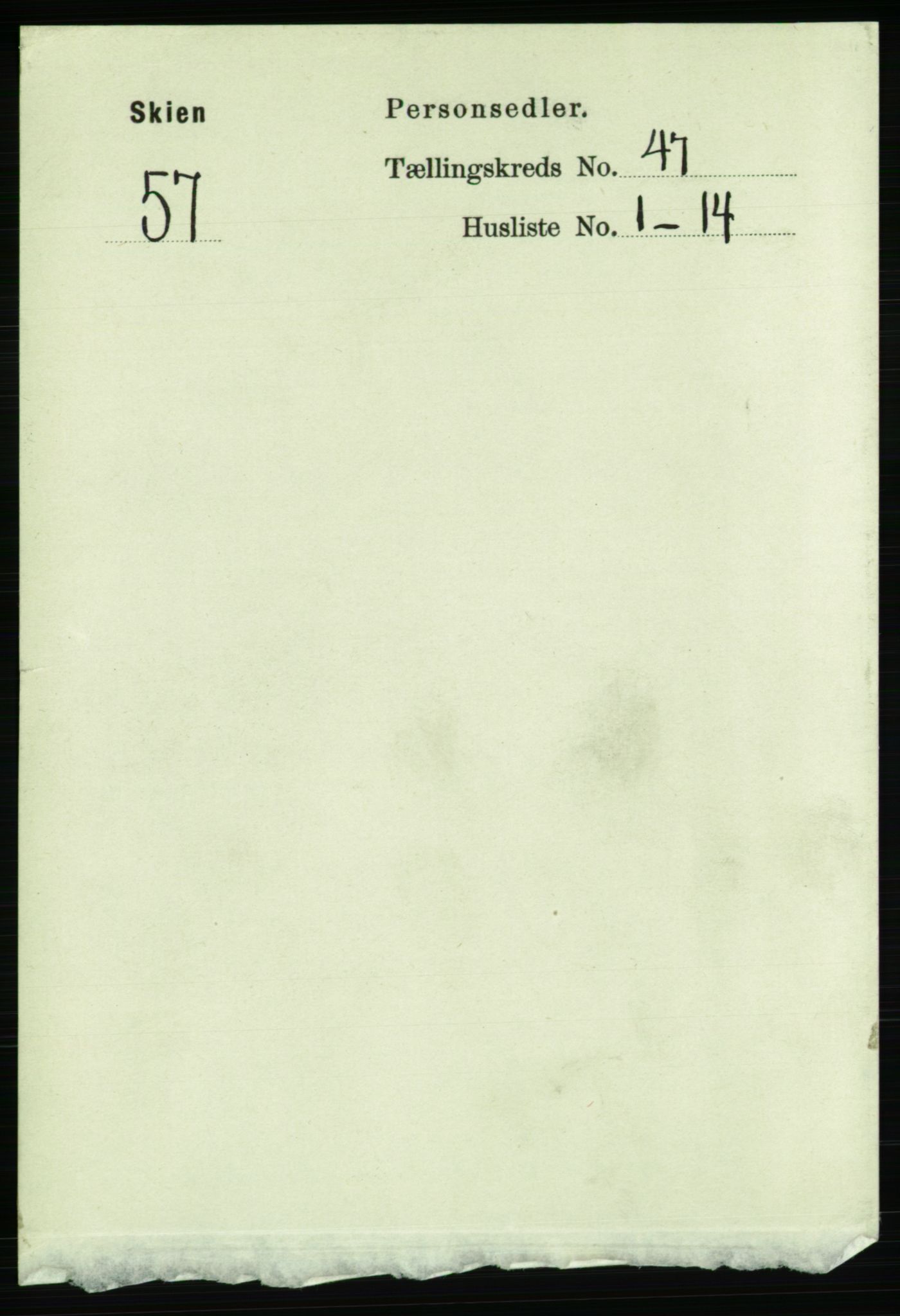 RA, Folketelling 1891 for 0806 Skien kjøpstad, 1891, s. 9205
