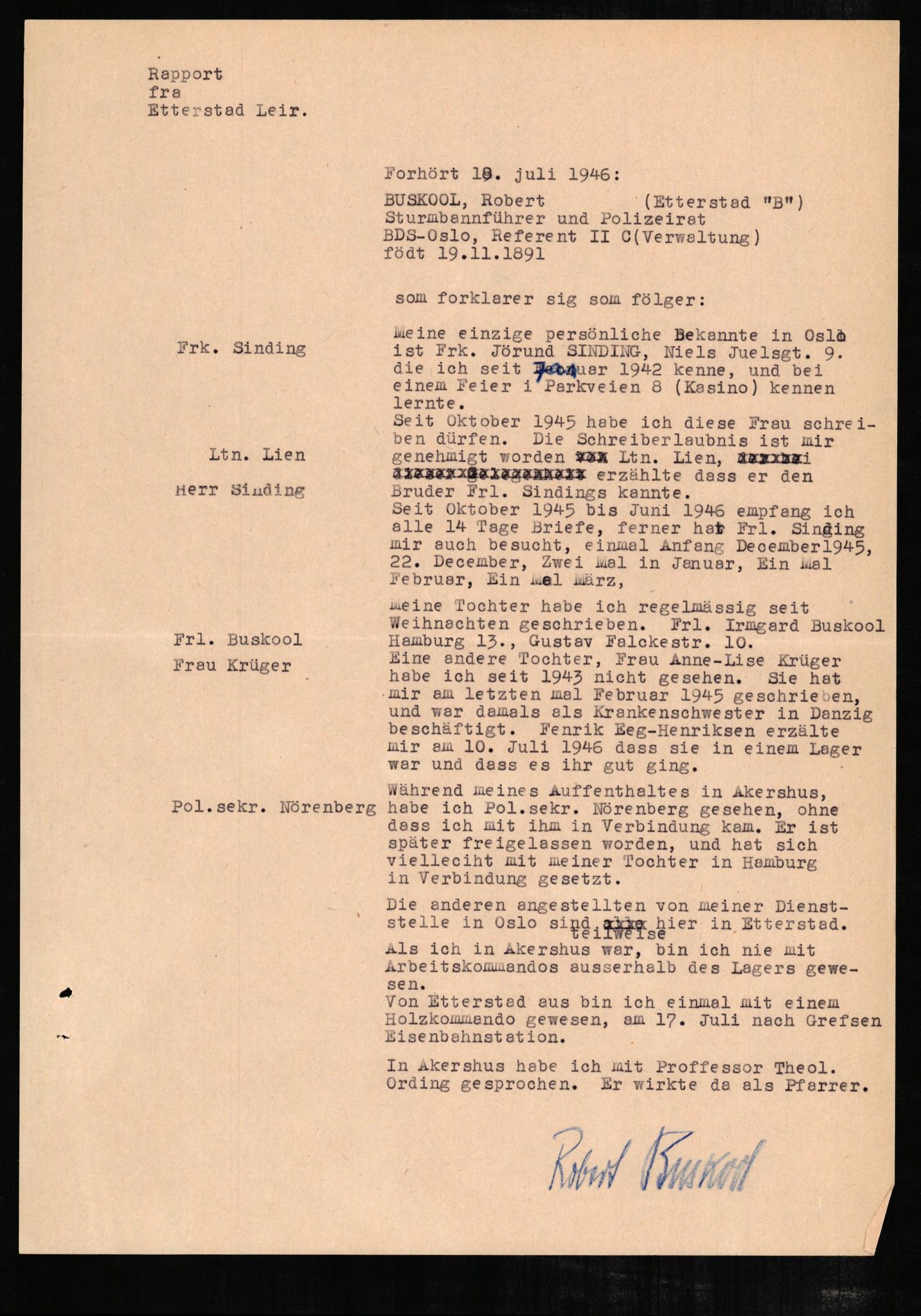 Forsvaret, Forsvarets overkommando II, AV/RA-RAFA-3915/D/Db/L0005: CI Questionaires. Tyske okkupasjonsstyrker i Norge. Tyskere., 1945-1946, s. 62