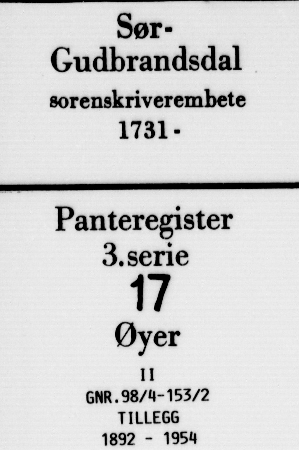 Sør-Gudbrandsdal tingrett, SAH/TING-004/H/Ha/Hah/L0017: Panteregister nr. 3.17, 1892-1954