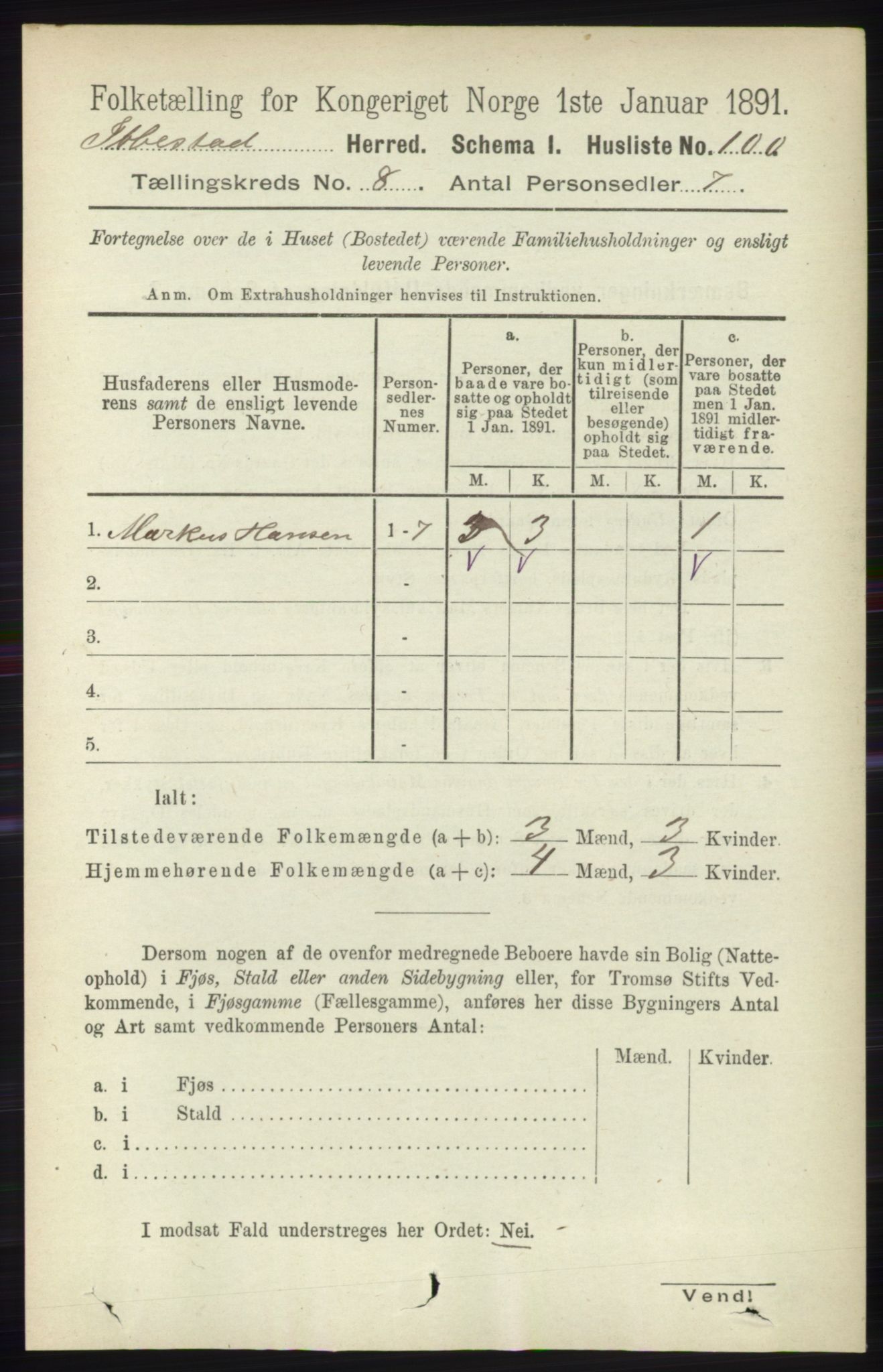 RA, Folketelling 1891 for 1917 Ibestad herred, 1891, s. 5231