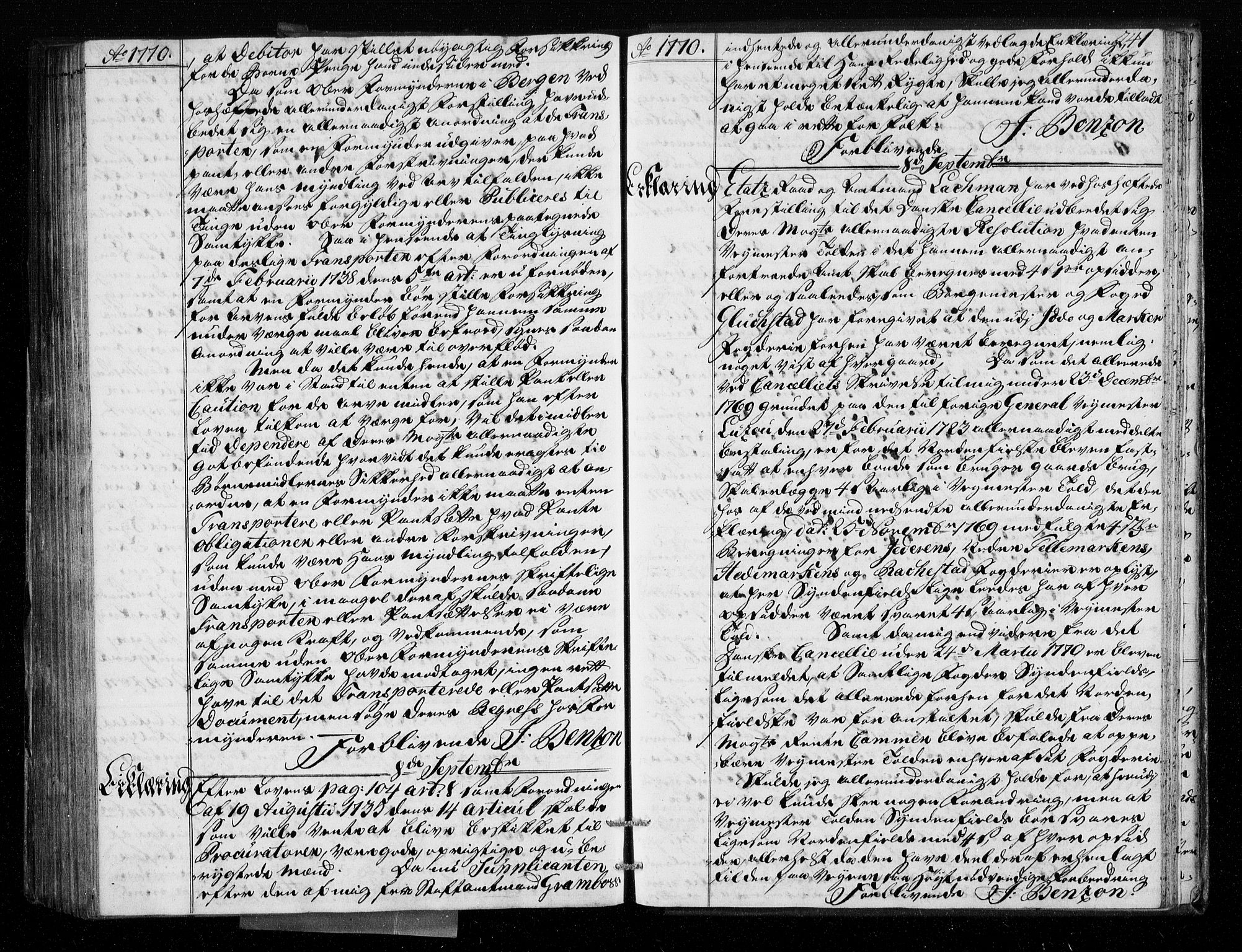 Stattholderembetet 1572-1771, AV/RA-EA-2870/Bf/L0008: Stattholderprotokoll (allmenn kopibok), 1769-1770, s. 240b-241a